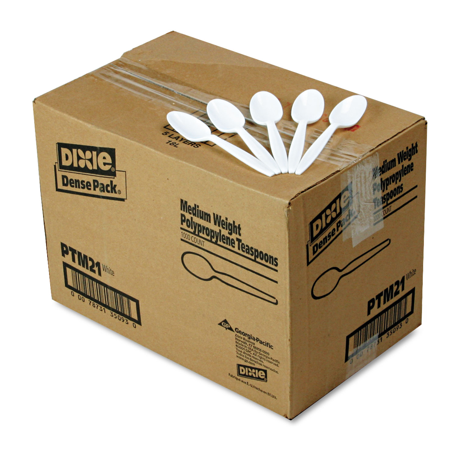  Dixie PTM21 Plastic Cutlery, Mediumweight Teaspoons, White, 1,000/Carton (DXEPTM21) 