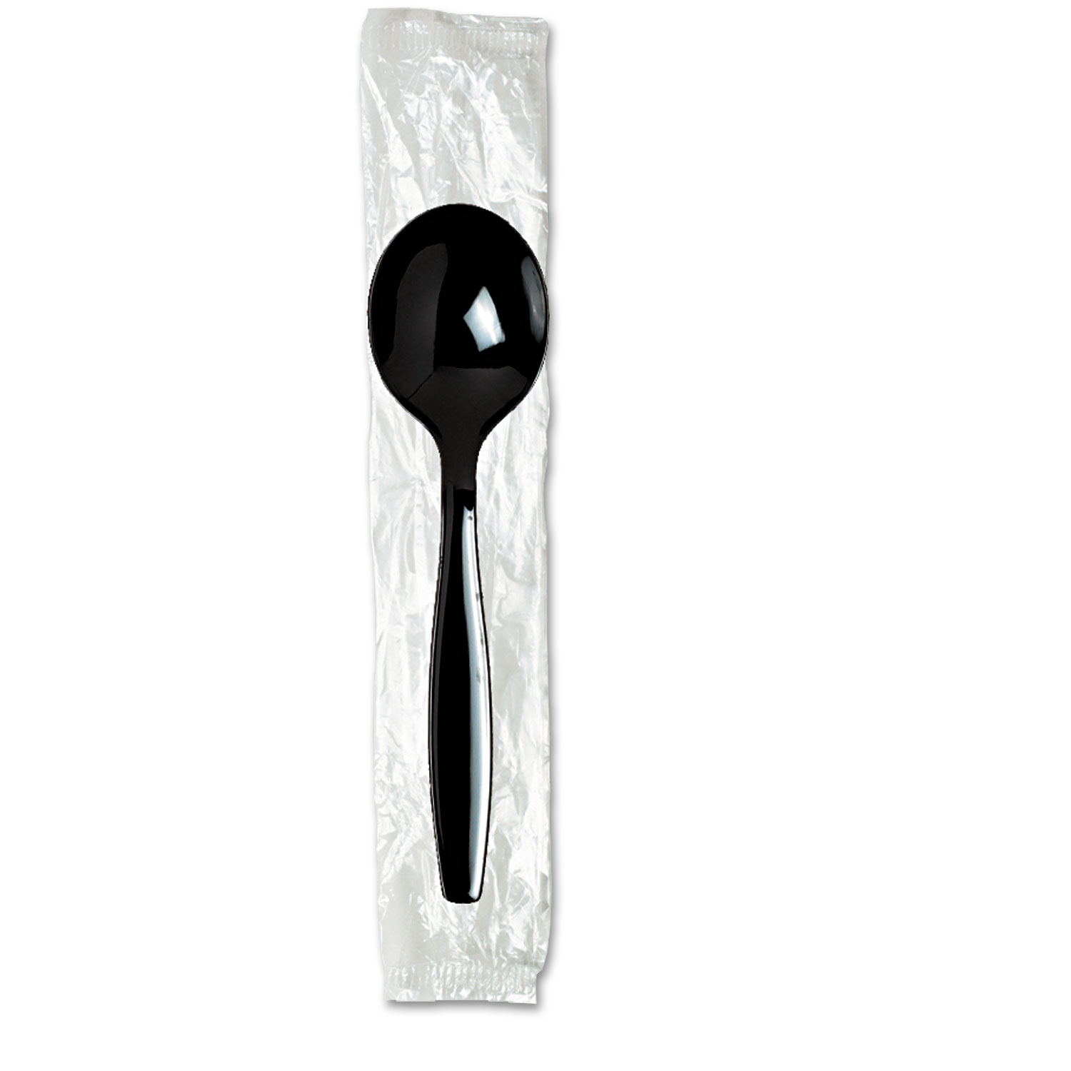 Individually Wrapped Spoons, Plastic, Black, 1000/Carton