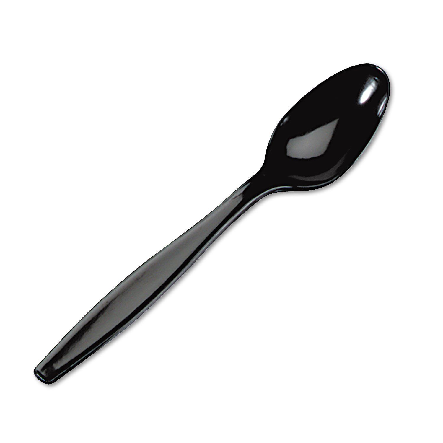 Plastic Cutlery, Heavyweight Teaspoons, Black, 1,000/Carton