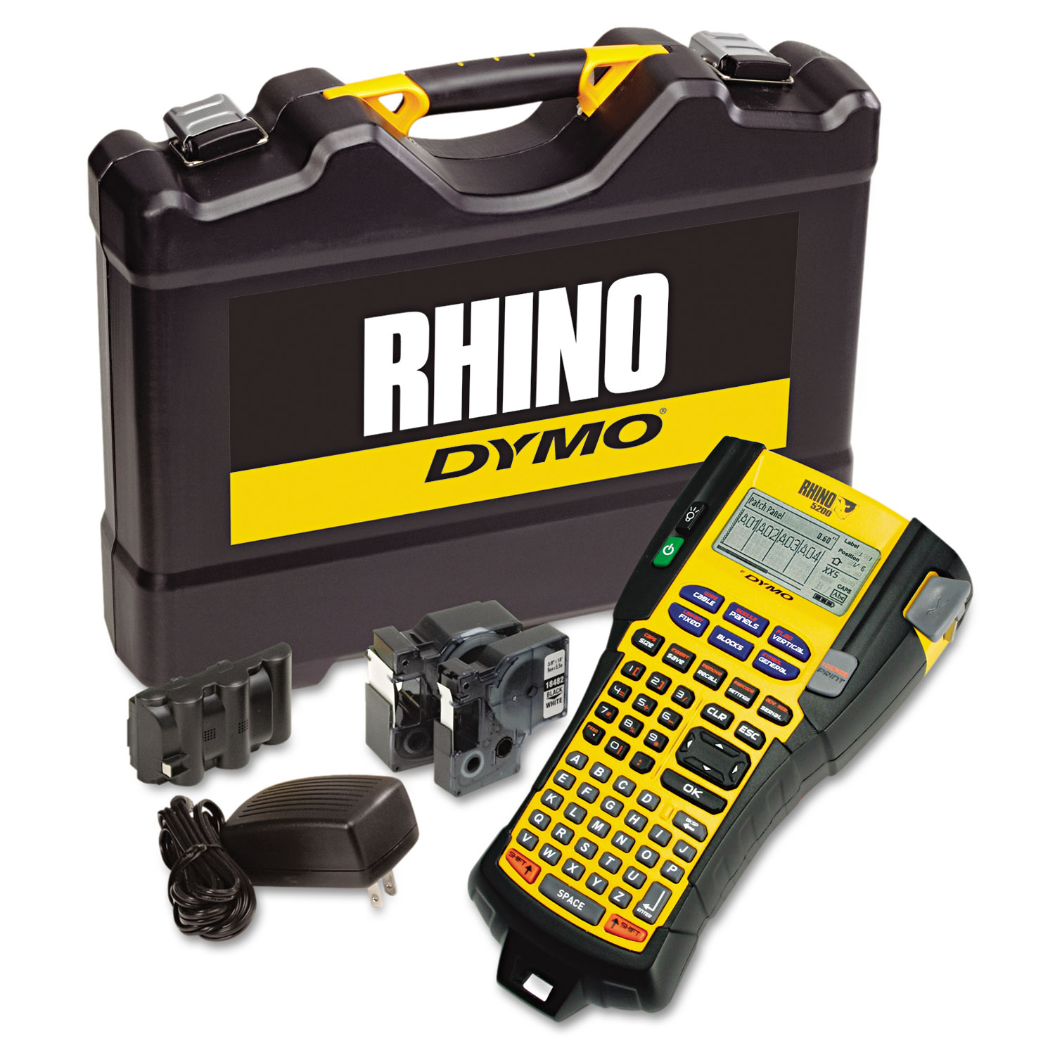  DYMO 1756589 Rhino 5200 Industrial Label Maker Kit, 5 Lines, 4 9/10w x 9 1/5d x 2 1/2h (DYM1756589) 