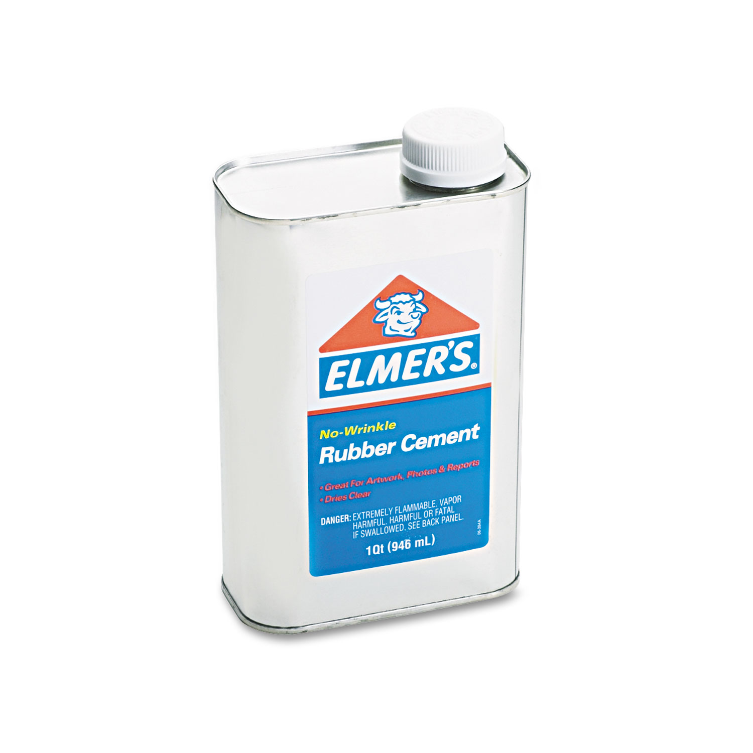 Elmer's No-Wrinkle Rubber Cement, Clear, Brush Applicator 4 oz 