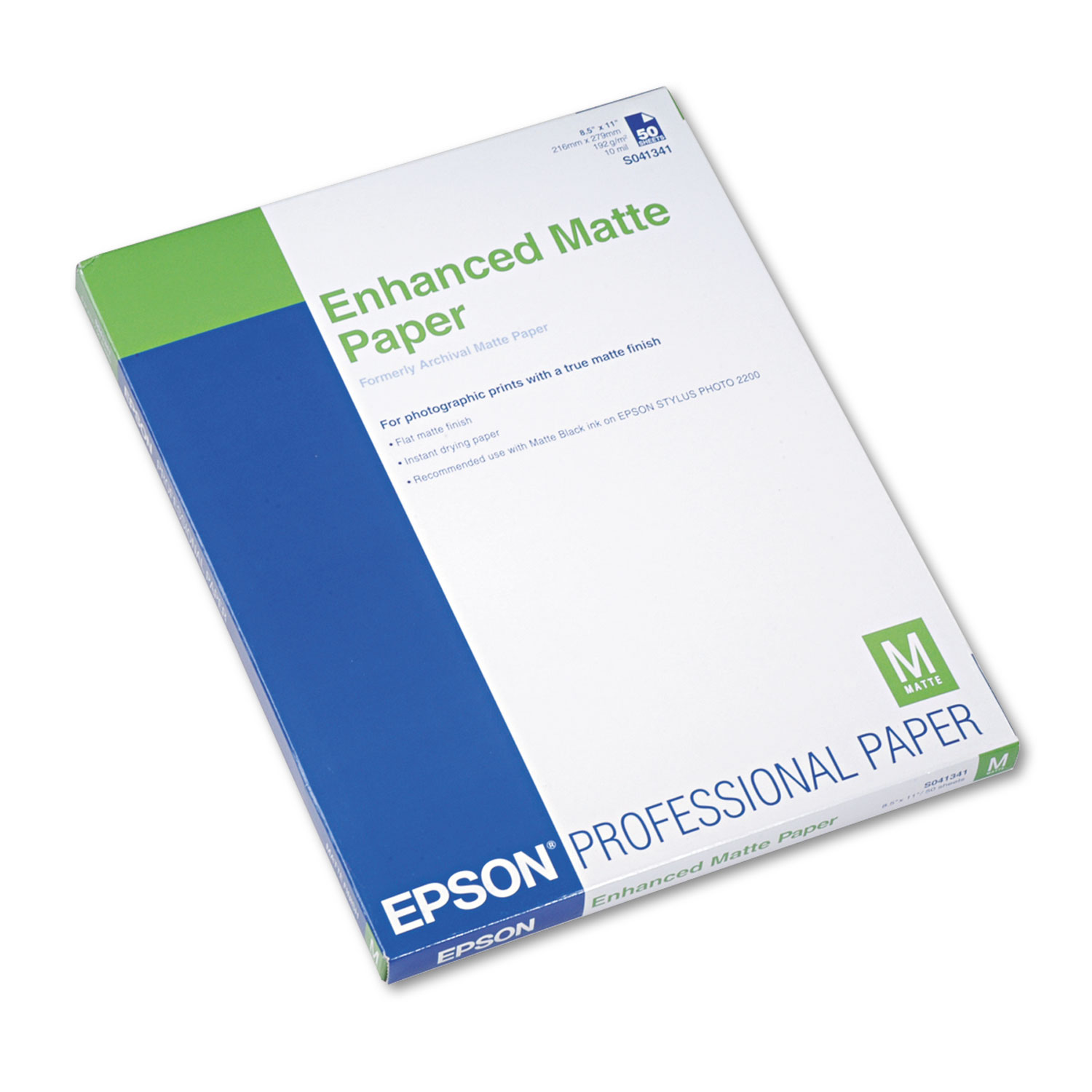  Epson S041341 Ultra Premium Matte Presentation Paper, 10 mil, 8.5 x 11, Matte White, 50/Pack (EPSS041341) 