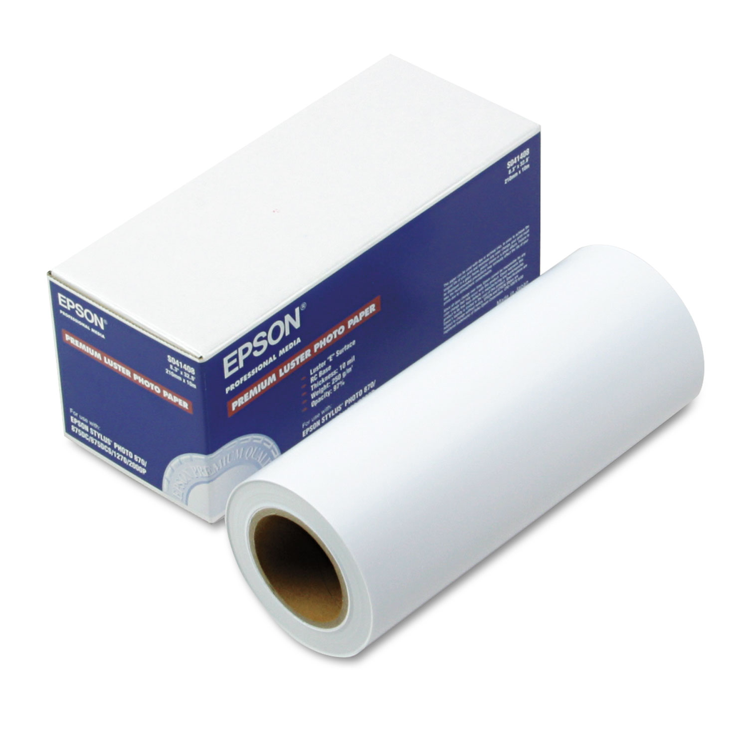  Epson EPSS041408 Ultra Premium Photo Paper Roll, 10 mil, 8 x 32.8 ft, Luster White (EPSS041408) 