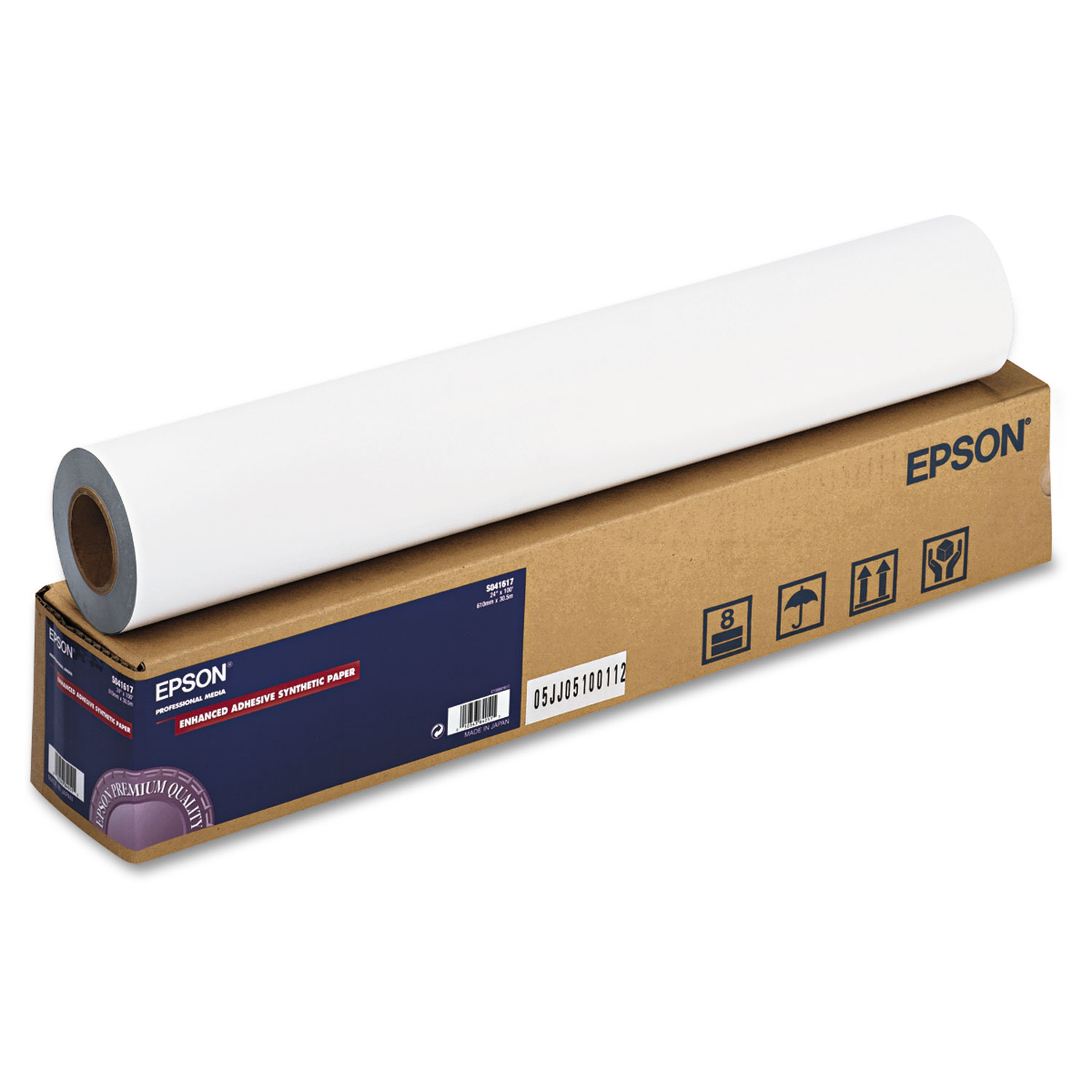  Epson S041617 Enhanced Adhesive Synthetic Paper, 2 Core, 24 x 100 ft, Matte White (EPSS041617) 