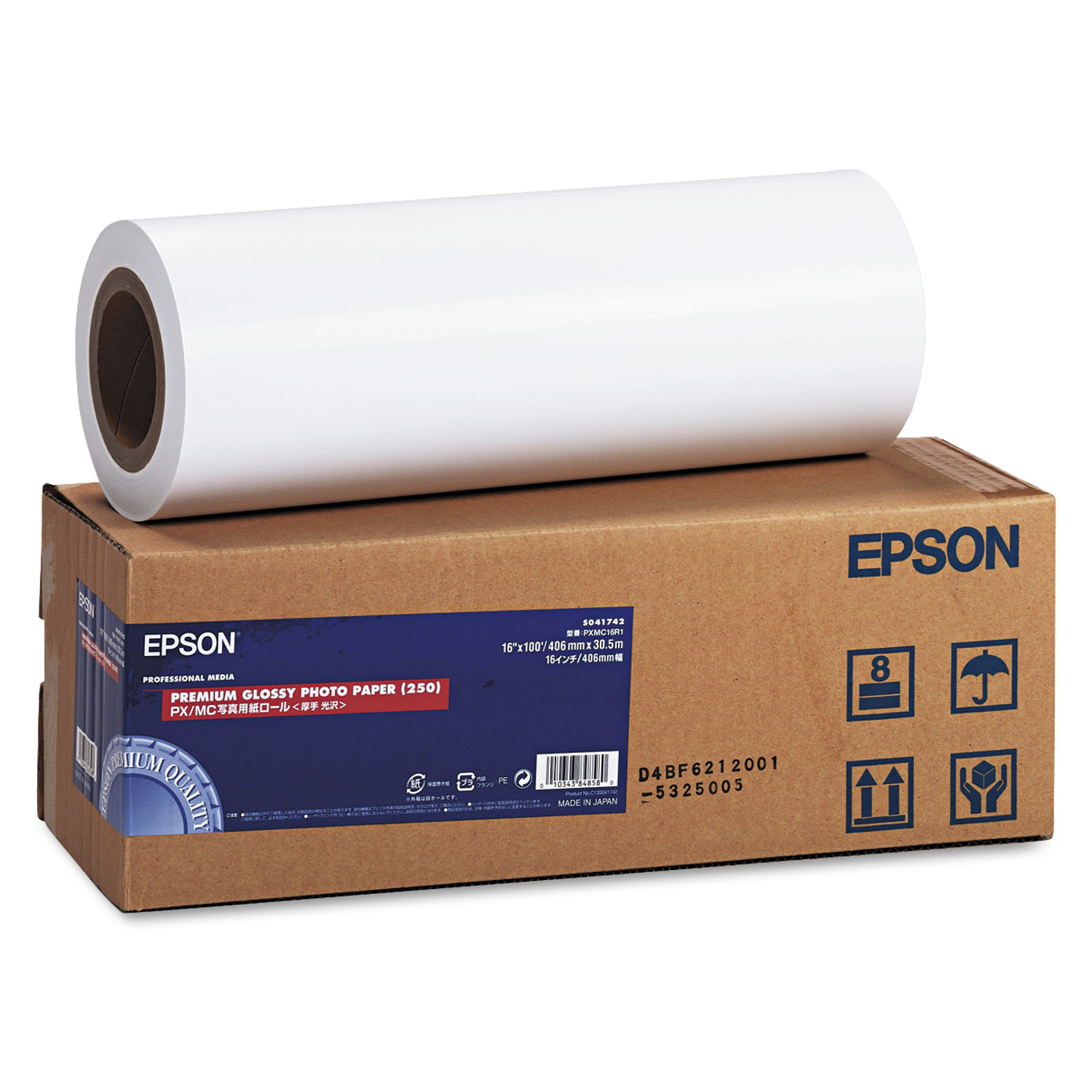  Epson S041742 Premium Glossy Photo Paper Roll, 3 Core, 16 x 100 ft, Glossy White (EPSS041742) 
