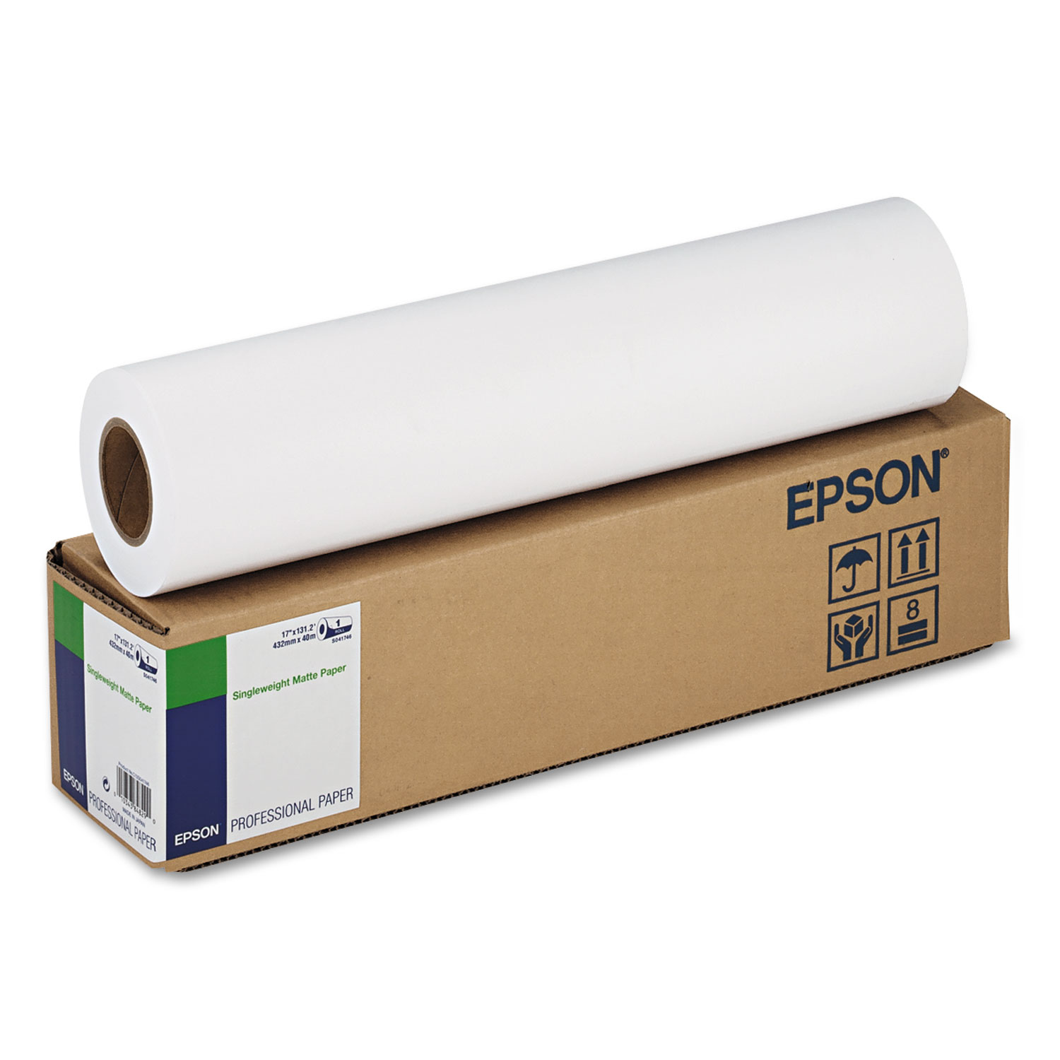  Epson S041746 Singleweight Matte Paper, 2 Core, 5 mil, 17 x 131 ft, Matte White (EPSS041746) 