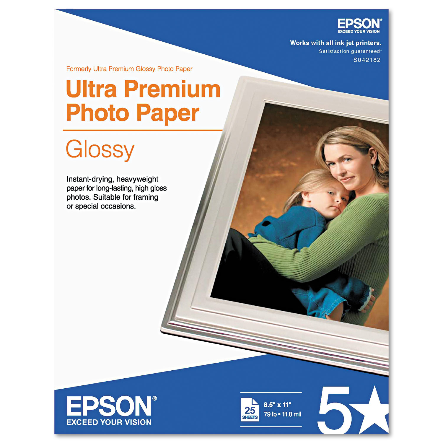 Ultra-Premium Glossy Photo Paper, 79 lbs., 8-1/2 x 11, 25 Sheets/Pack