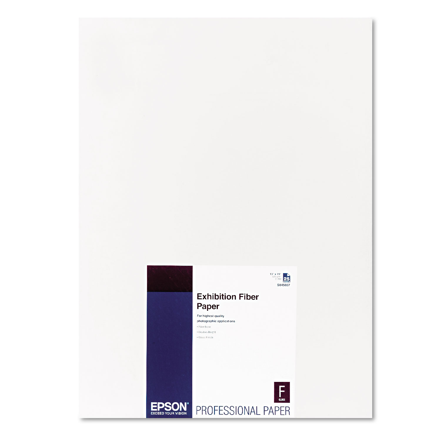  Epson S045037 Exhibition Fiber Paper, 13 mil, 13 x 19, White, 25/Pack (EPSS045037) 