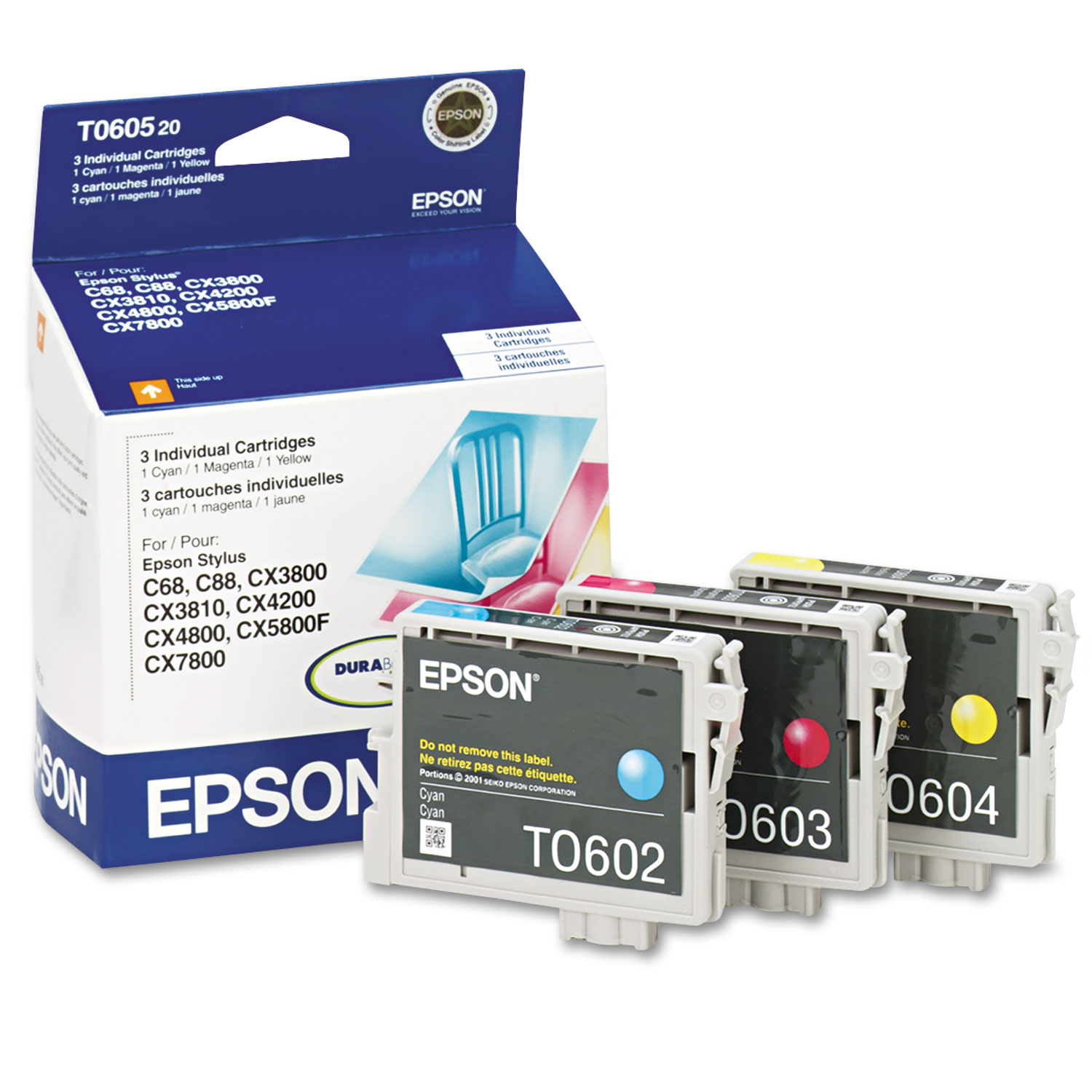  Epson T060520-S T060520S (60) Ink, 1350 Page-Yield, Cyan; Magenta; Yellow (EPST060520S) 
