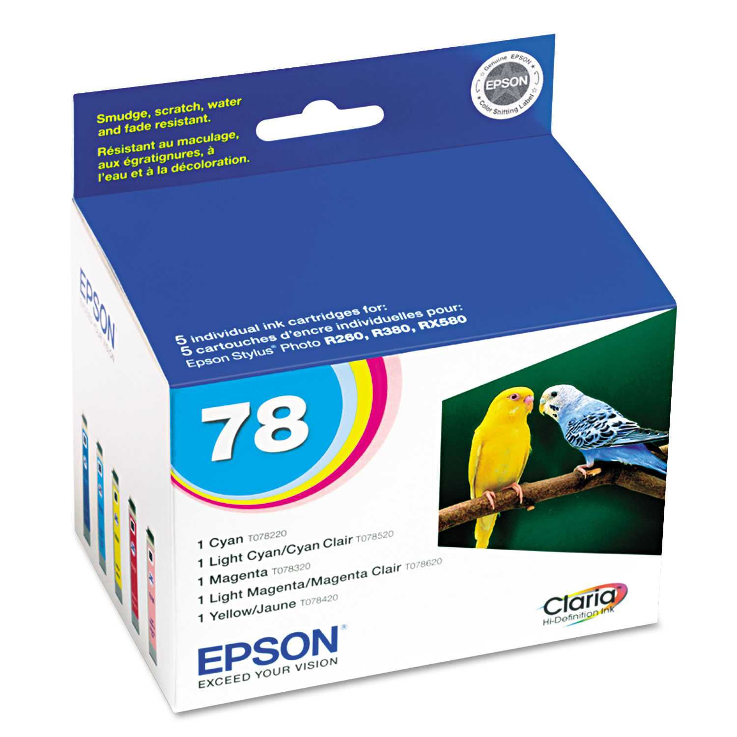  Epson T078920S T078920S (78) Claria Ink, Cyan/Light Cyan/Light Magenta/Magenta/Yellow (EPST078920S) 