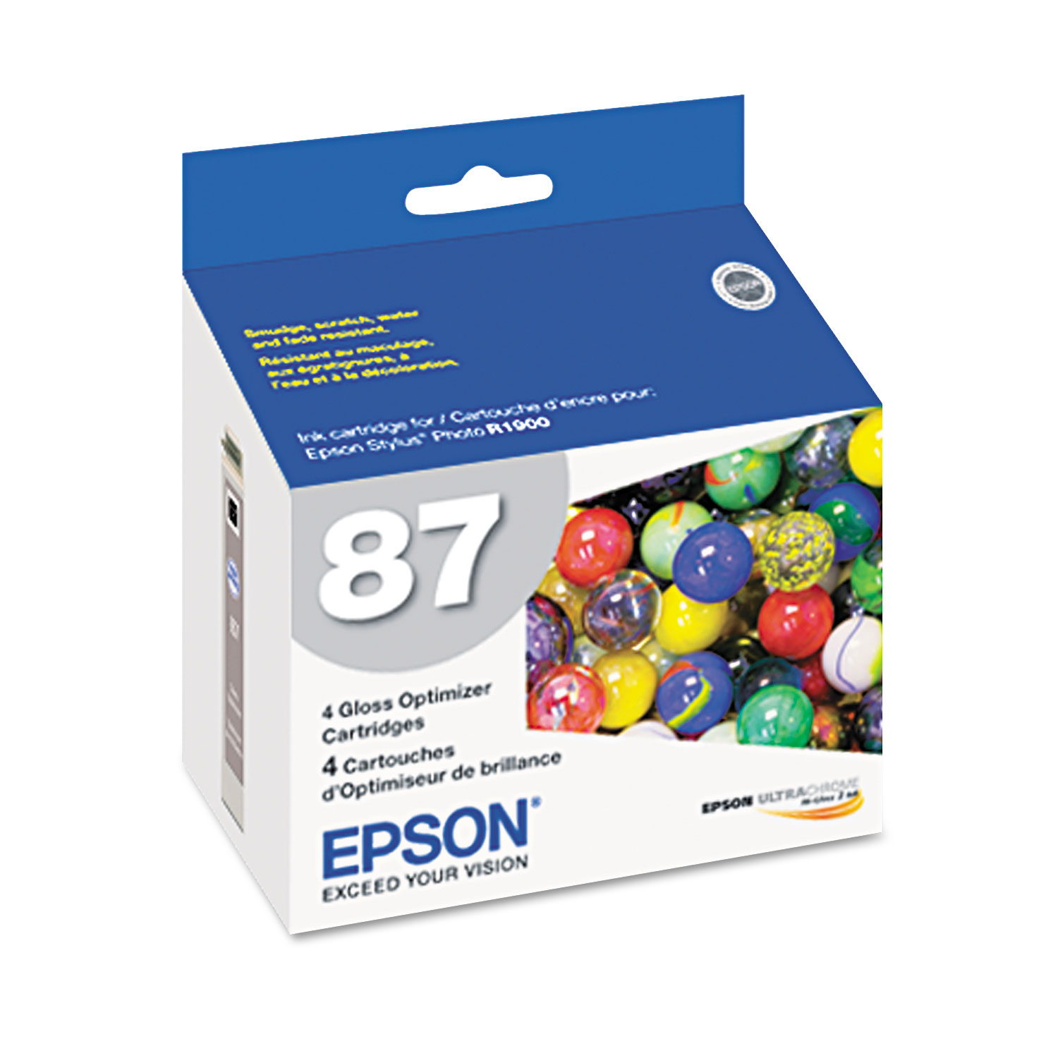  Epson T087020 T087020 (87) UltraChrome Hi-Gloss 2 Gloss Optimizer, Clear, 4/PK (EPST087020) 