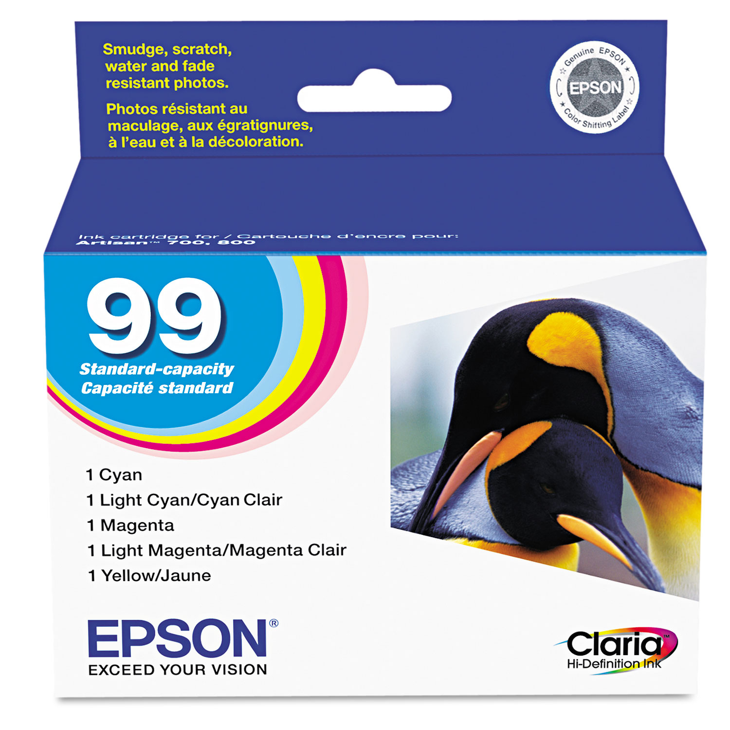  Epson T099920-S T099920S (99) Claria Ink, Cyan; Light Cyan; Light Magenta; Magenta; Yellow (EPST099920S) 