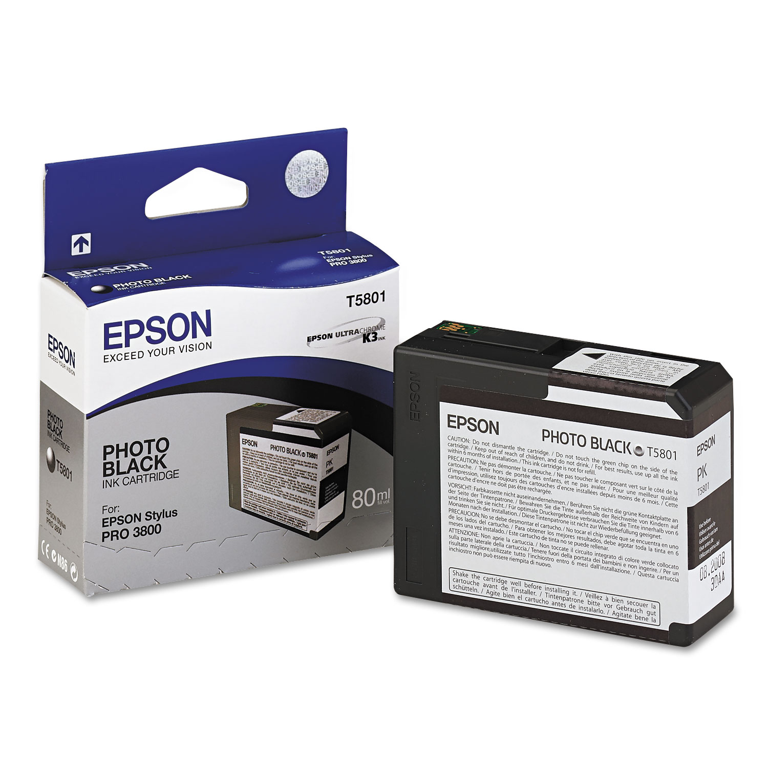  Epson T580100 T580100 UltraChrome K3 Ink, Photo Black (EPST580100) 
