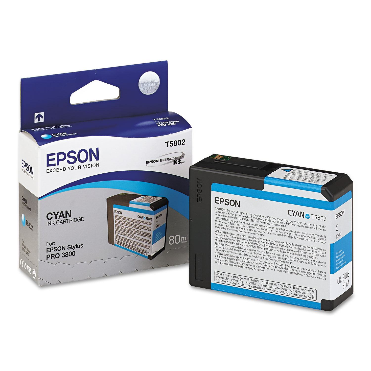  Epson T580200 T580200 UltraChrome K3 Ink, Cyan (EPST580200) 