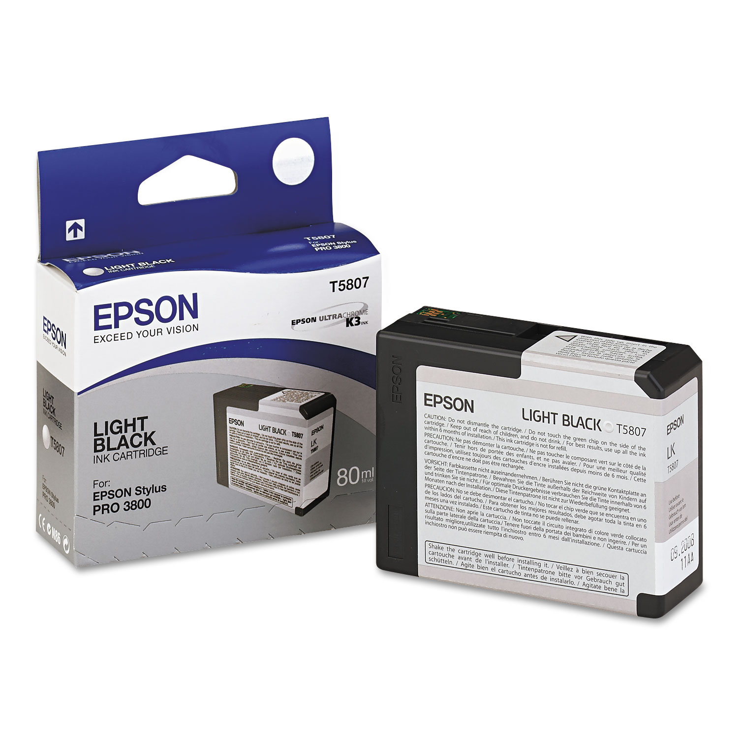  Epson T580700 T580700 UltraChrome K3 Ink, Light Black (EPST580700) 