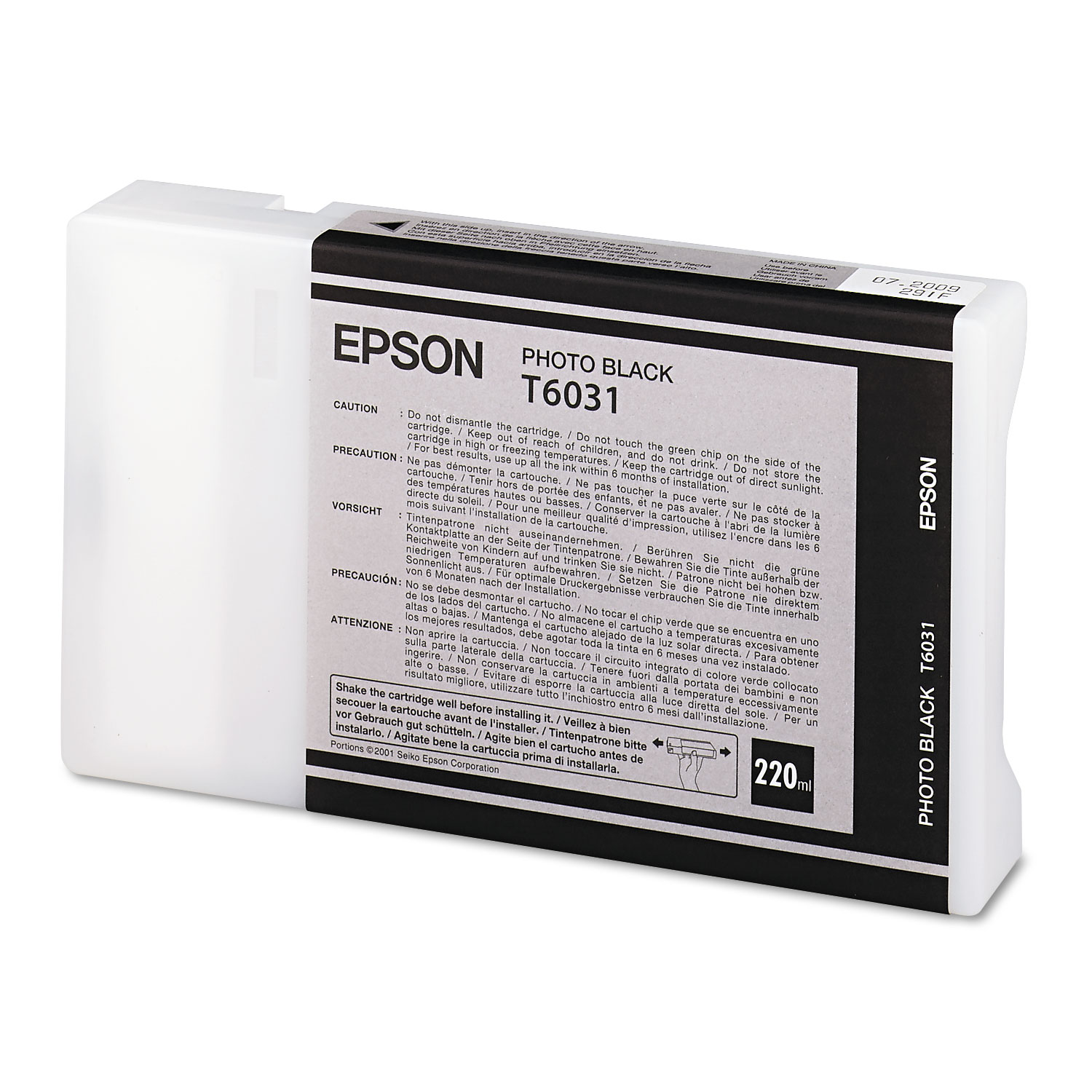 Epson® T603100 (60) UltraChrome K3 Ink, Photo Black ; | Tarheel Paper ...