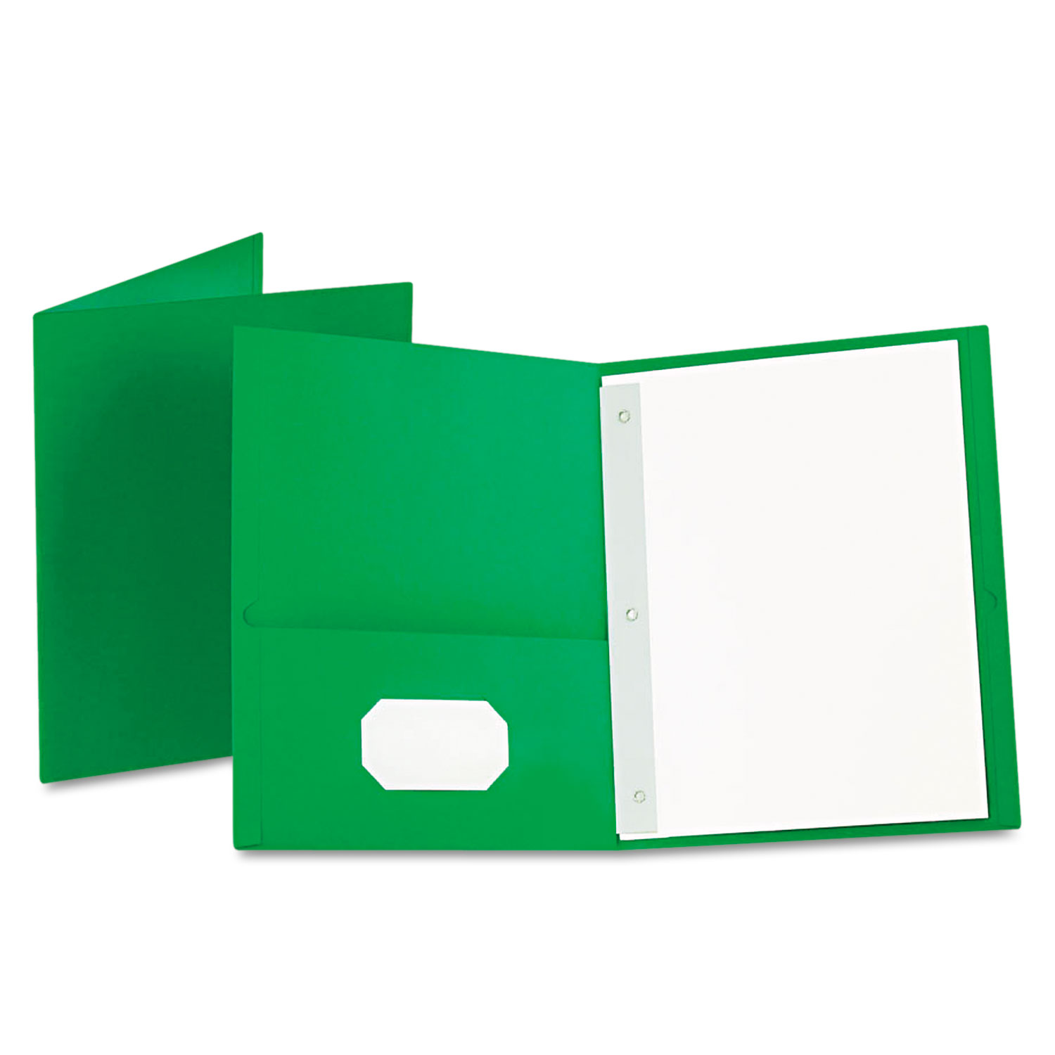 Twin-Pocket Folders with 3 Fasteners, Letter, 1/2 Capacity, Green, 25/Box