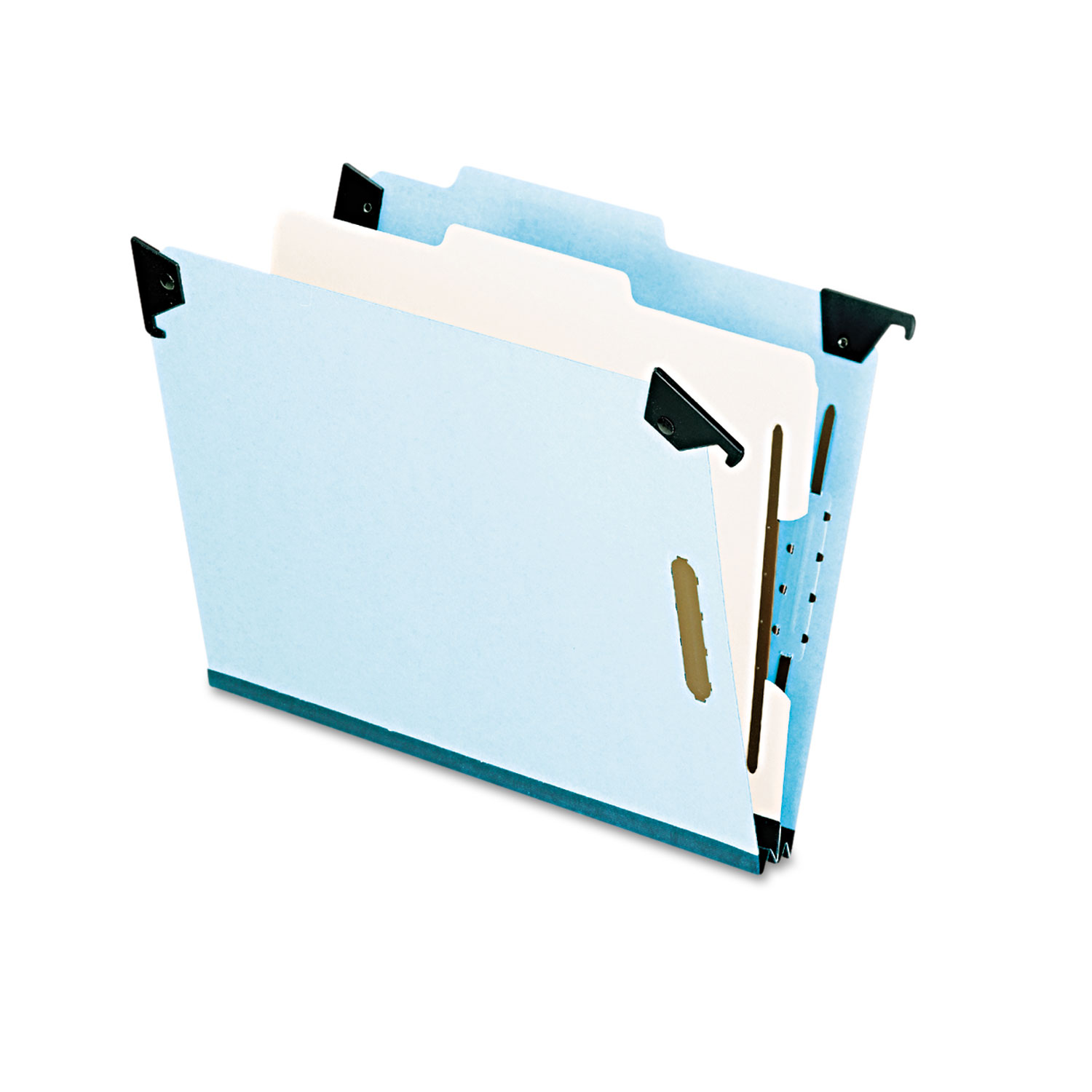 Pressboard Hanging Classi-Folder, 1 Divider/4-Sections, Letter, 2/5 Tab, Blue