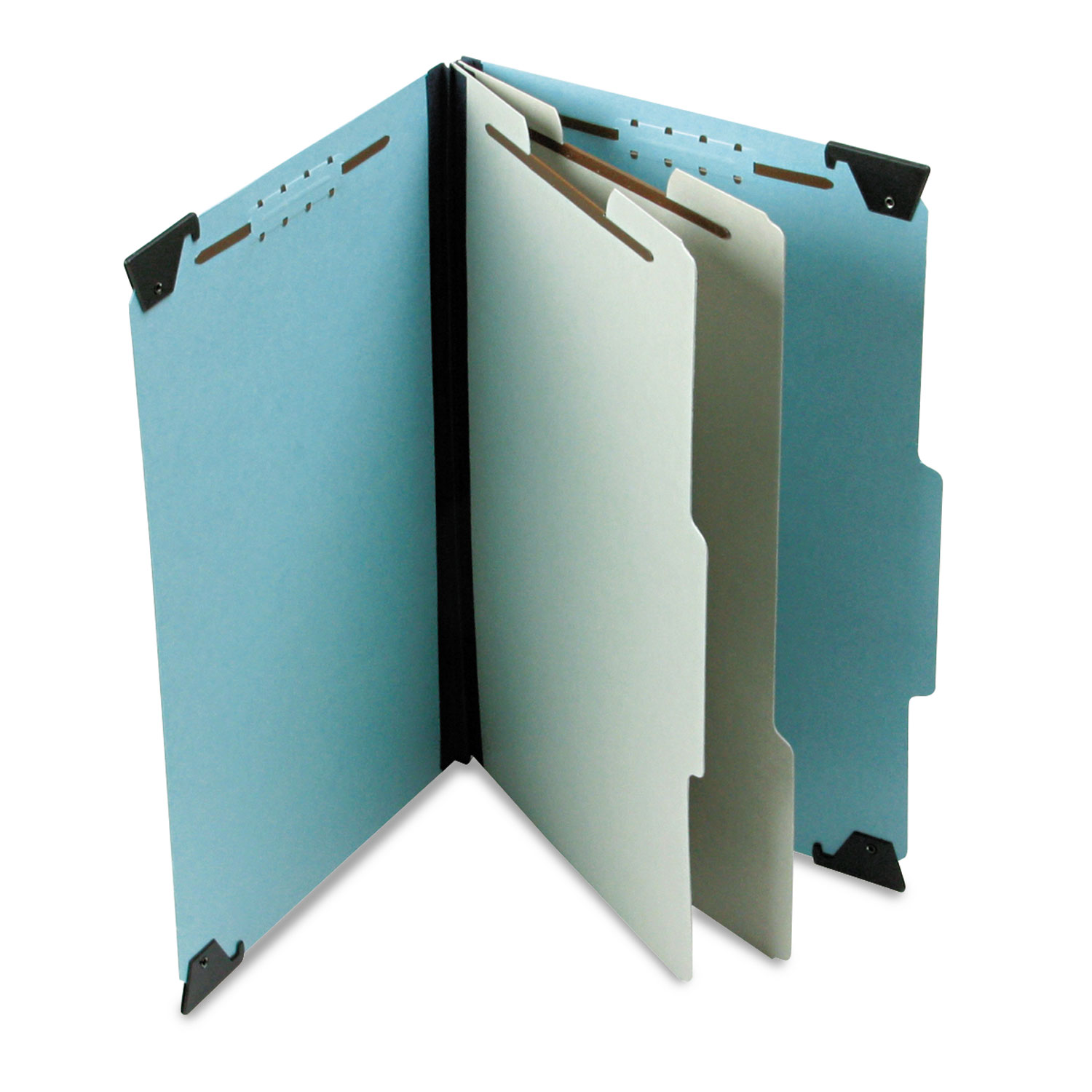 Pressboard Hanging Classi-Folder, 2 Divider/6-Sections, Legal, 2/5 Tab, Blue