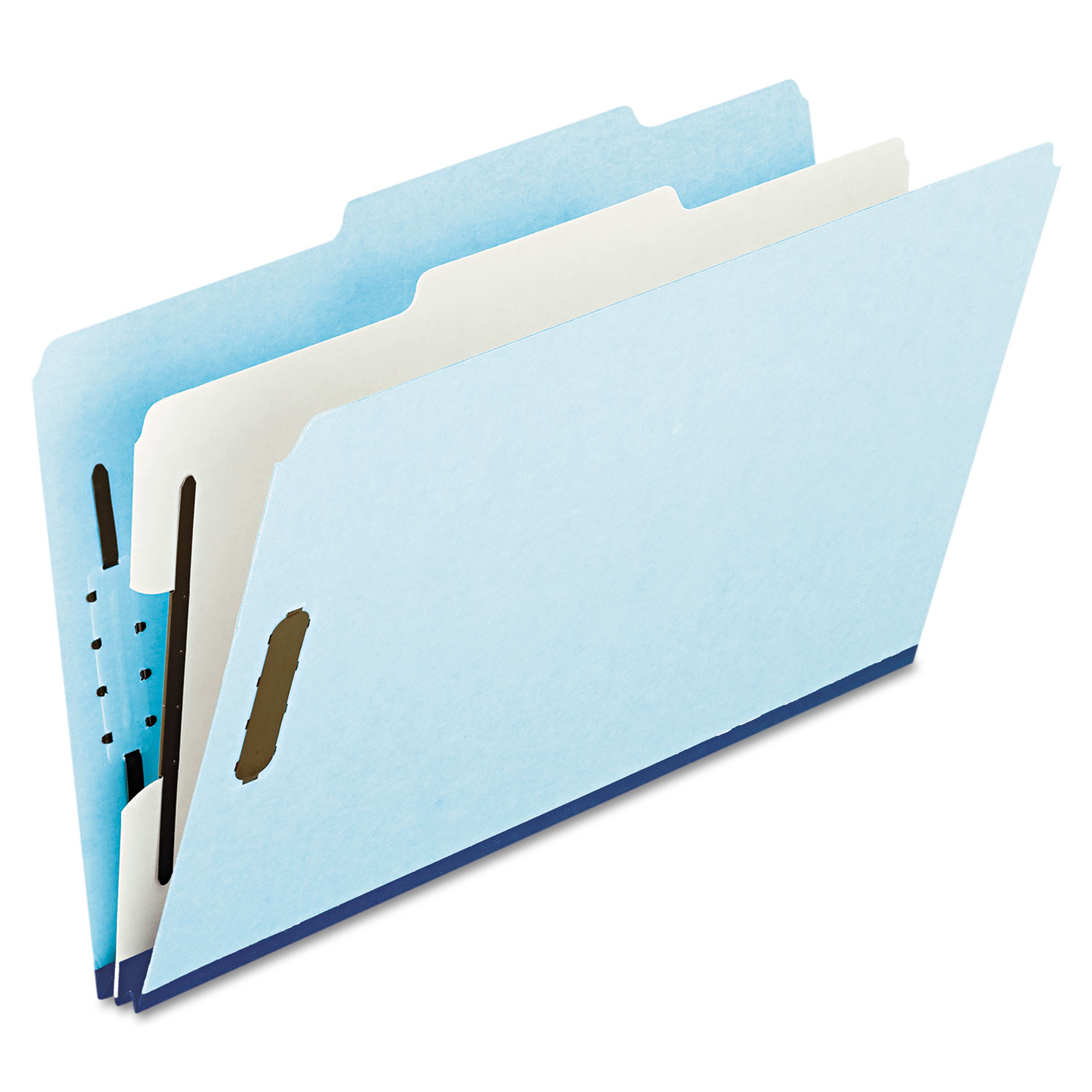 Four- and Six-Section Classification Folders, Legal, 2/5 Tab, Blue, 10/Box