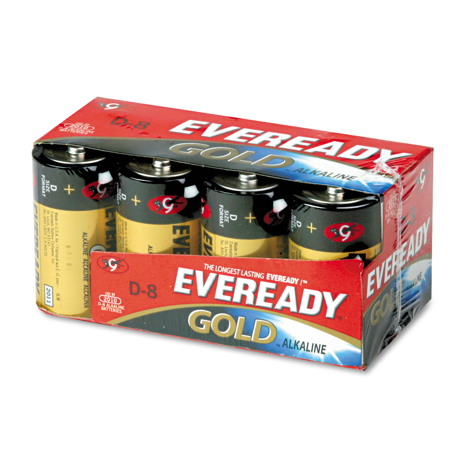  Eveready A95-8 Gold D Batteries, 1.5V, 8/Pack (EVEA958) 