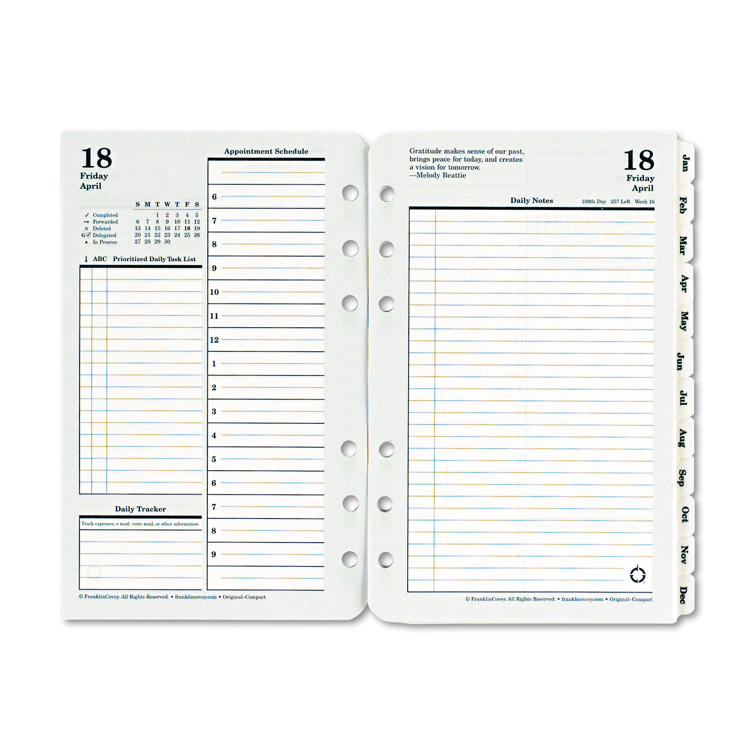 Original Dated Daily Planner Refill, January-December, 4 1/4 x 6 3/4, 2018