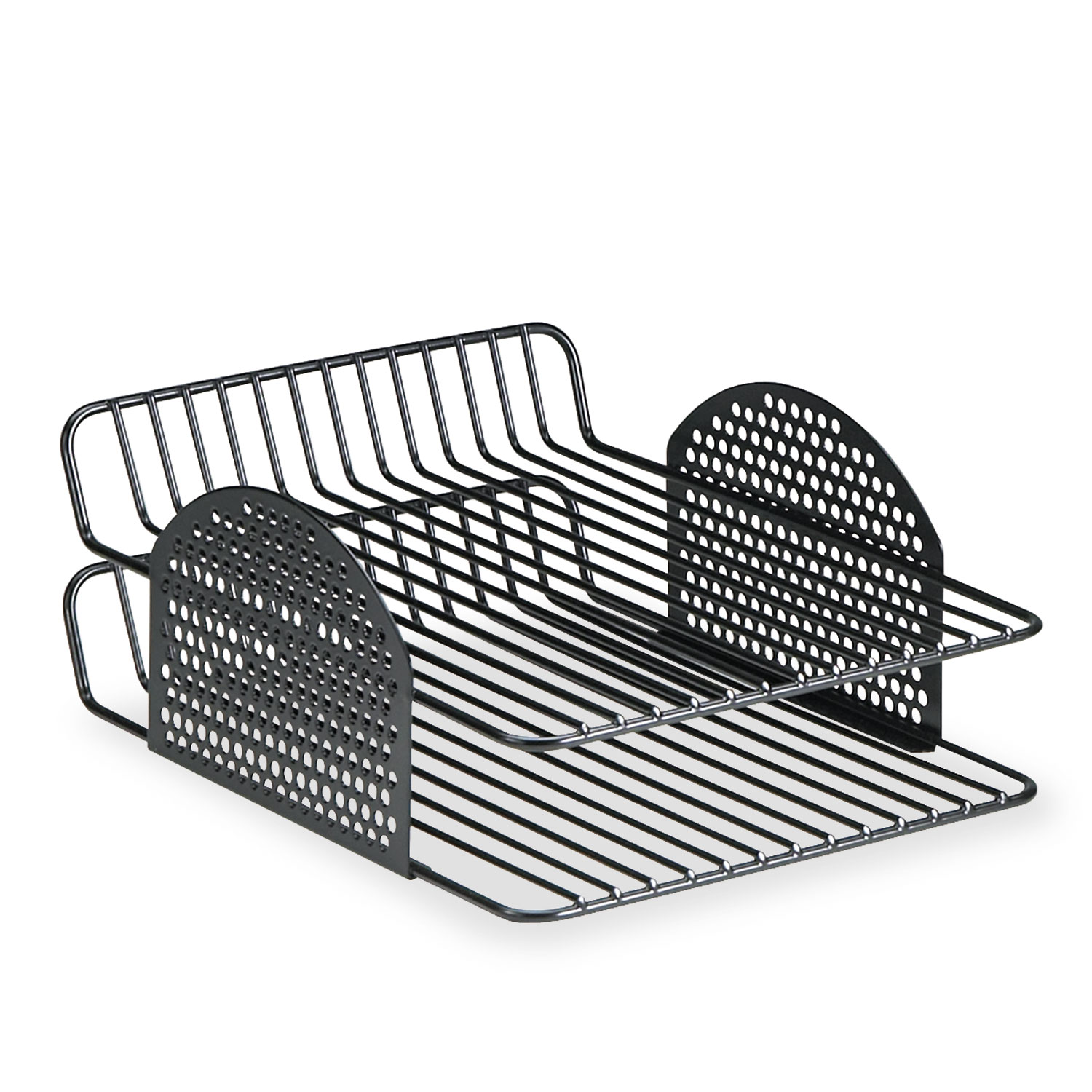 Perf-Ect Double Letter Tray, Two Tier, Wire, Black