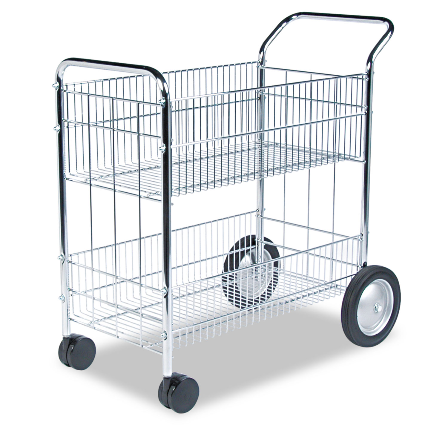 Wire Mail Cart, Metal, 2 Bins, 21.5 x 37.5 x 39.5, Chrome - Office  Express Office Products