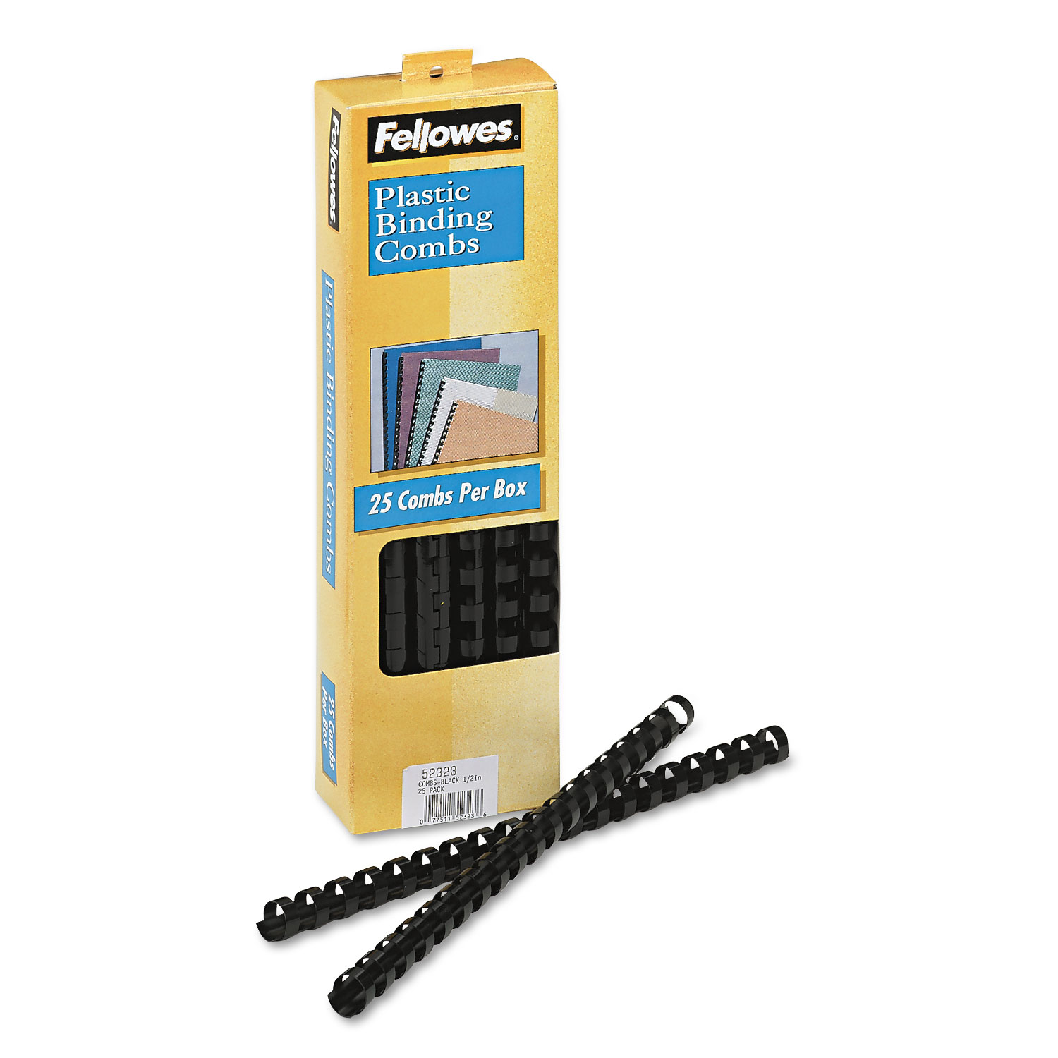 Plastic Comb Bindings, 1/2 Diameter, 90 Sheet Capacity, Black, 25 Combs/Pack