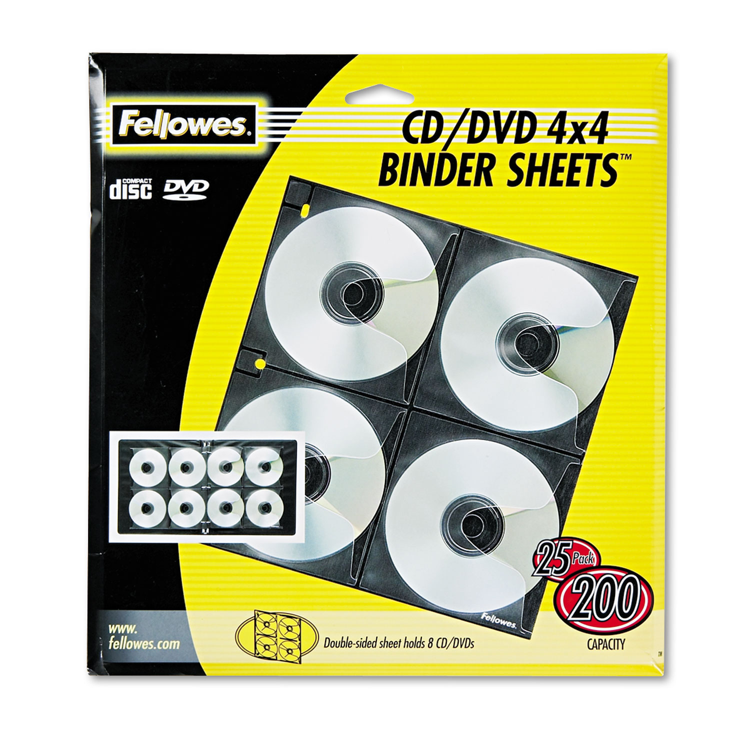  Fellowes 95321 Two-Sided CD/DVD Refill Sheets for Three-Ring Binder, 25/Pack (FEL95321) 