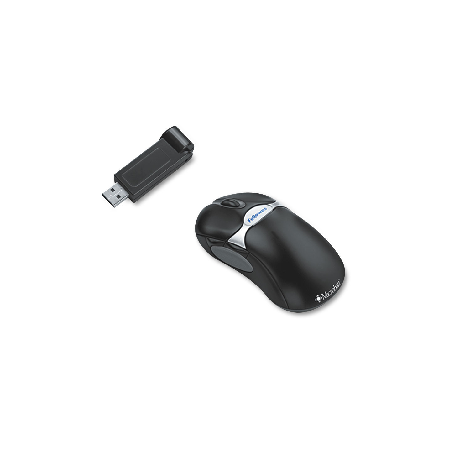 Optical Cordless Mouse, Antimicrobial, Five-Button/Scroll, Black/Silver