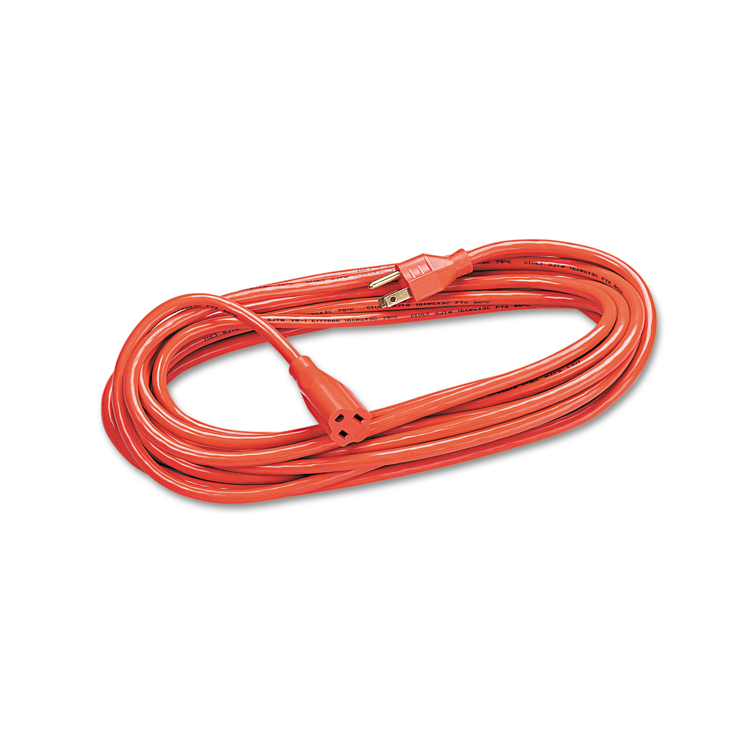 Indoor/Outdoor Heavy-Duty 3-Prong Plug Extension Cord, 1-Outlet, 25ft, Orange