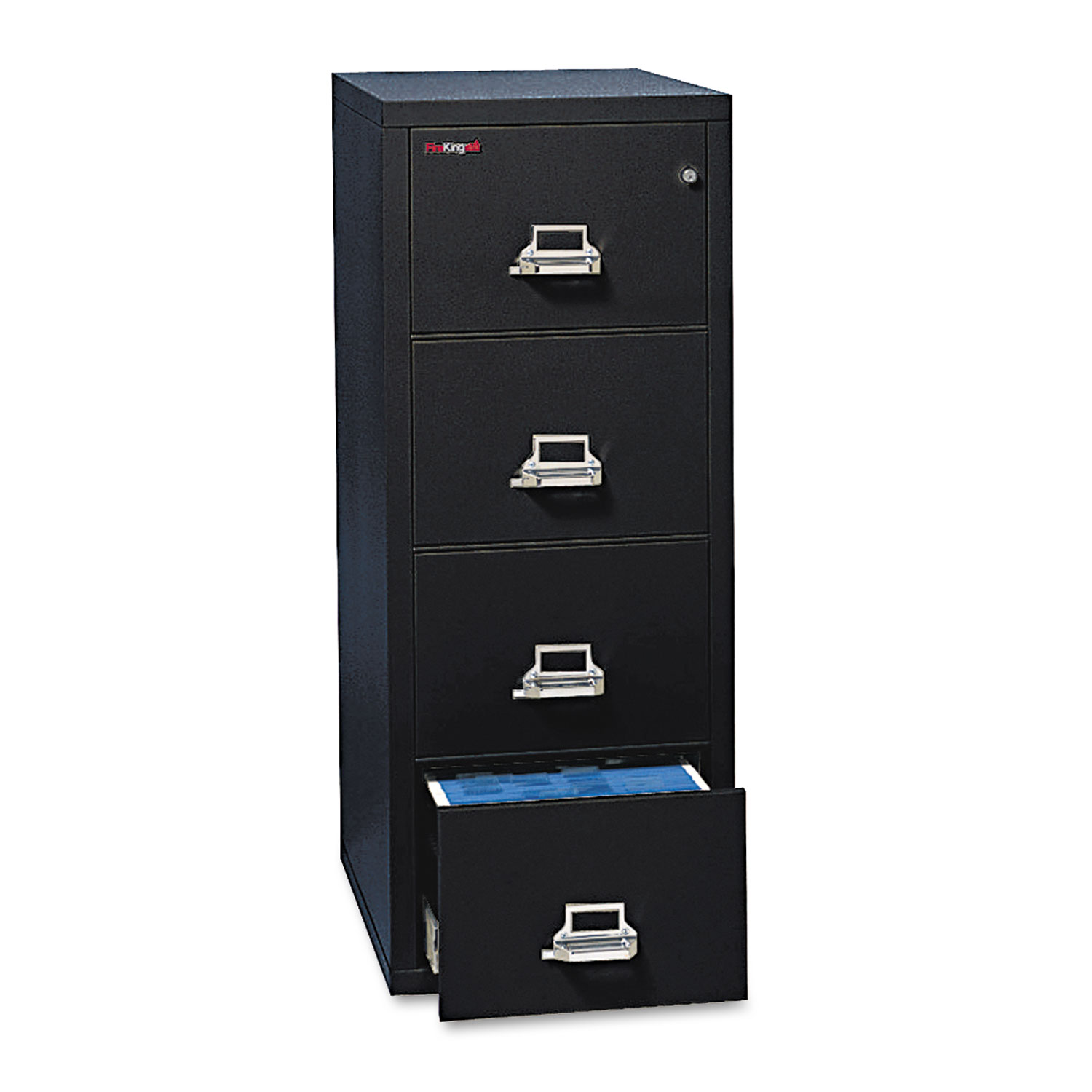 Four-Drawer Vertical File, 17 3/4w x 25d, UL Listed 350 for Fire, Letter, Black