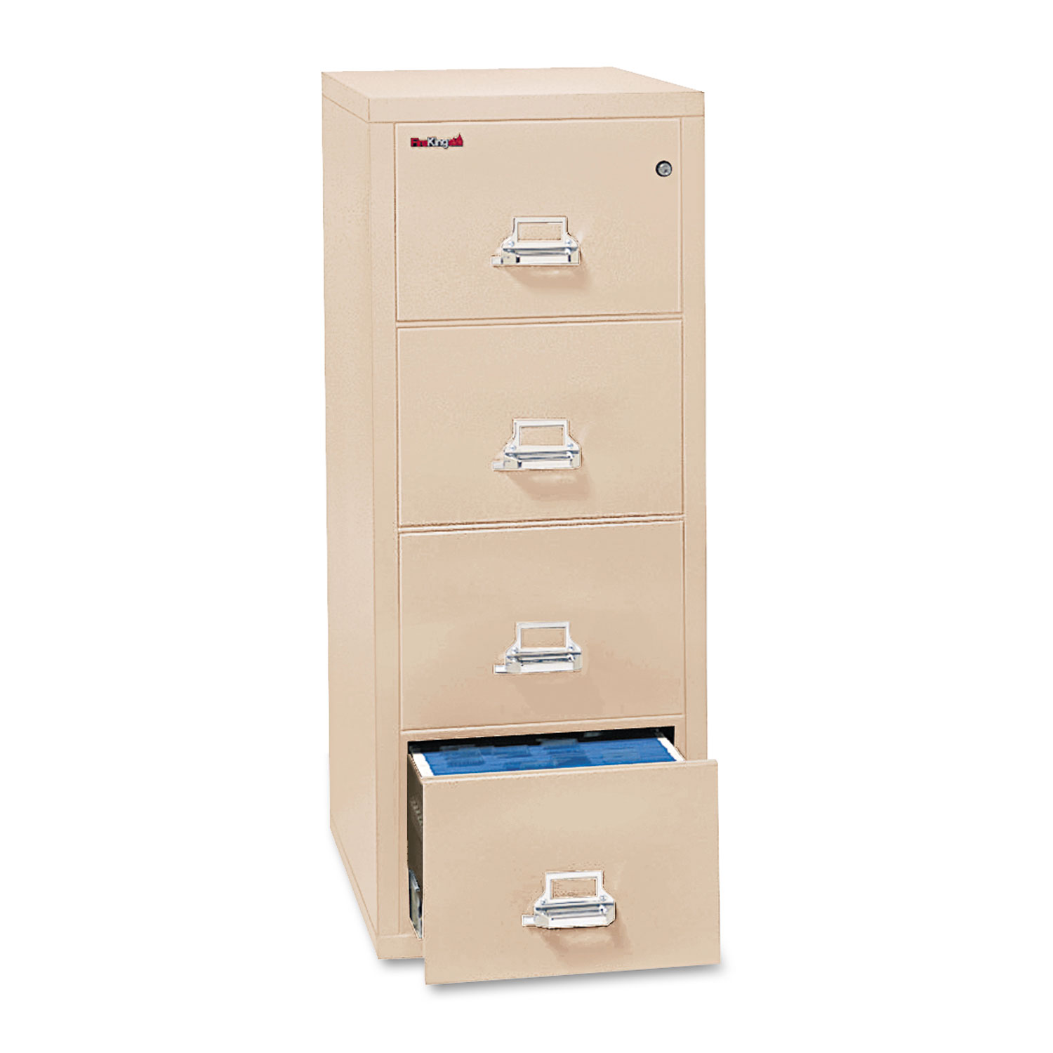 Four-Drawer Vertical File, 17-3/4w x 25d, UL Listed 350°, Letter, Parchment