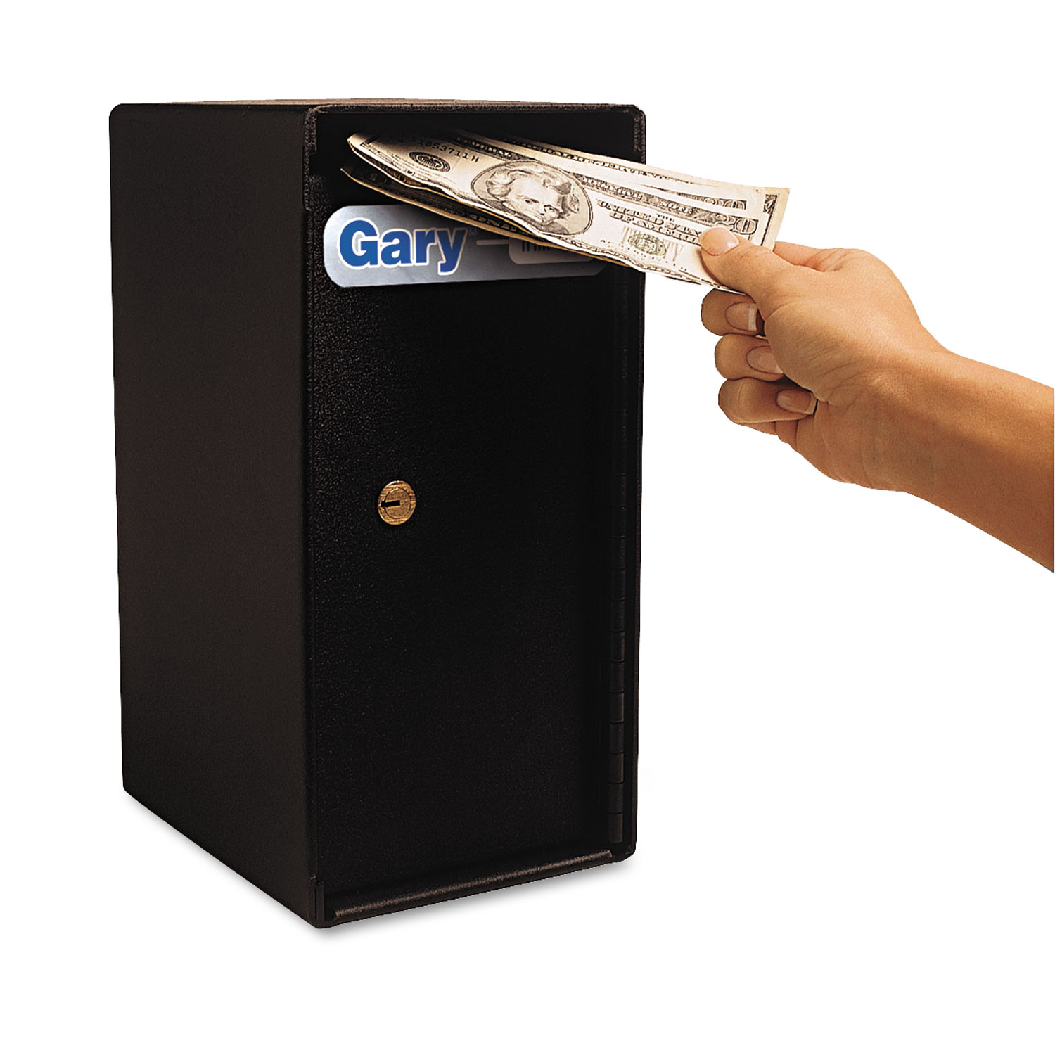 Theft Resistant Compact Cash Trim Safe, 0.2 ft3, 6w x 7d x 12h, Black