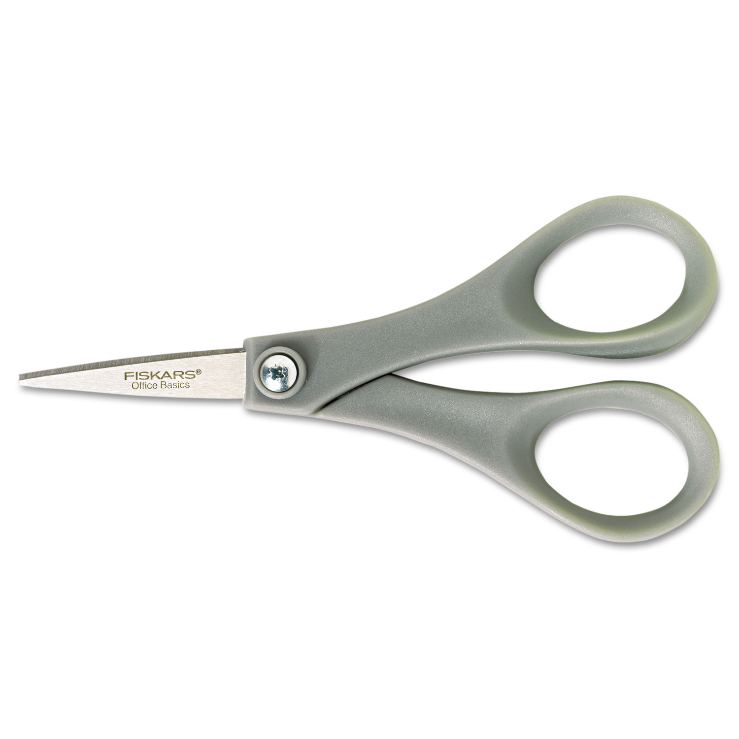 Double Thumb Scissors, 5 in. Length, Gray Handle, Stainless Steel