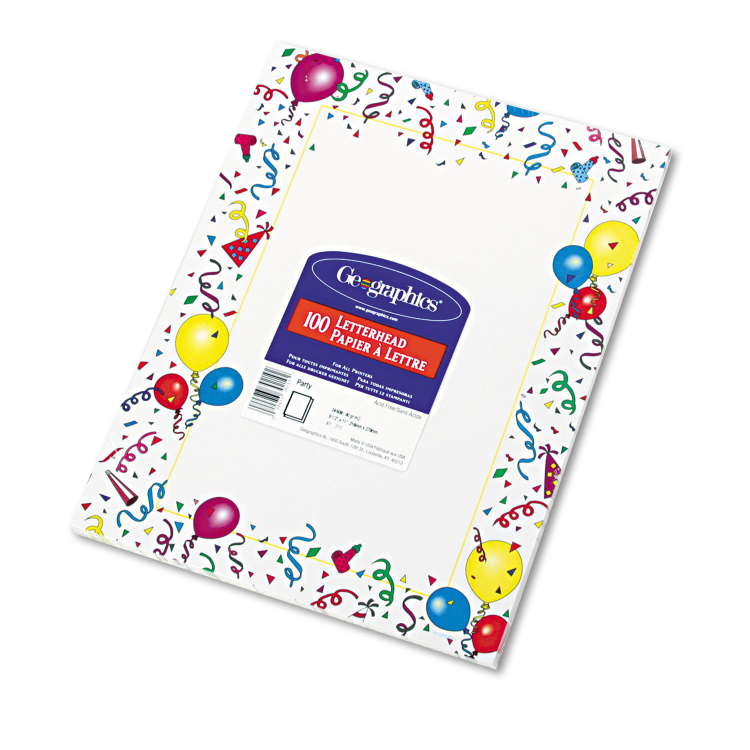 Design Suite Paper, 24 lbs., Party, 8 1/2 x 11, White, 100/Pack