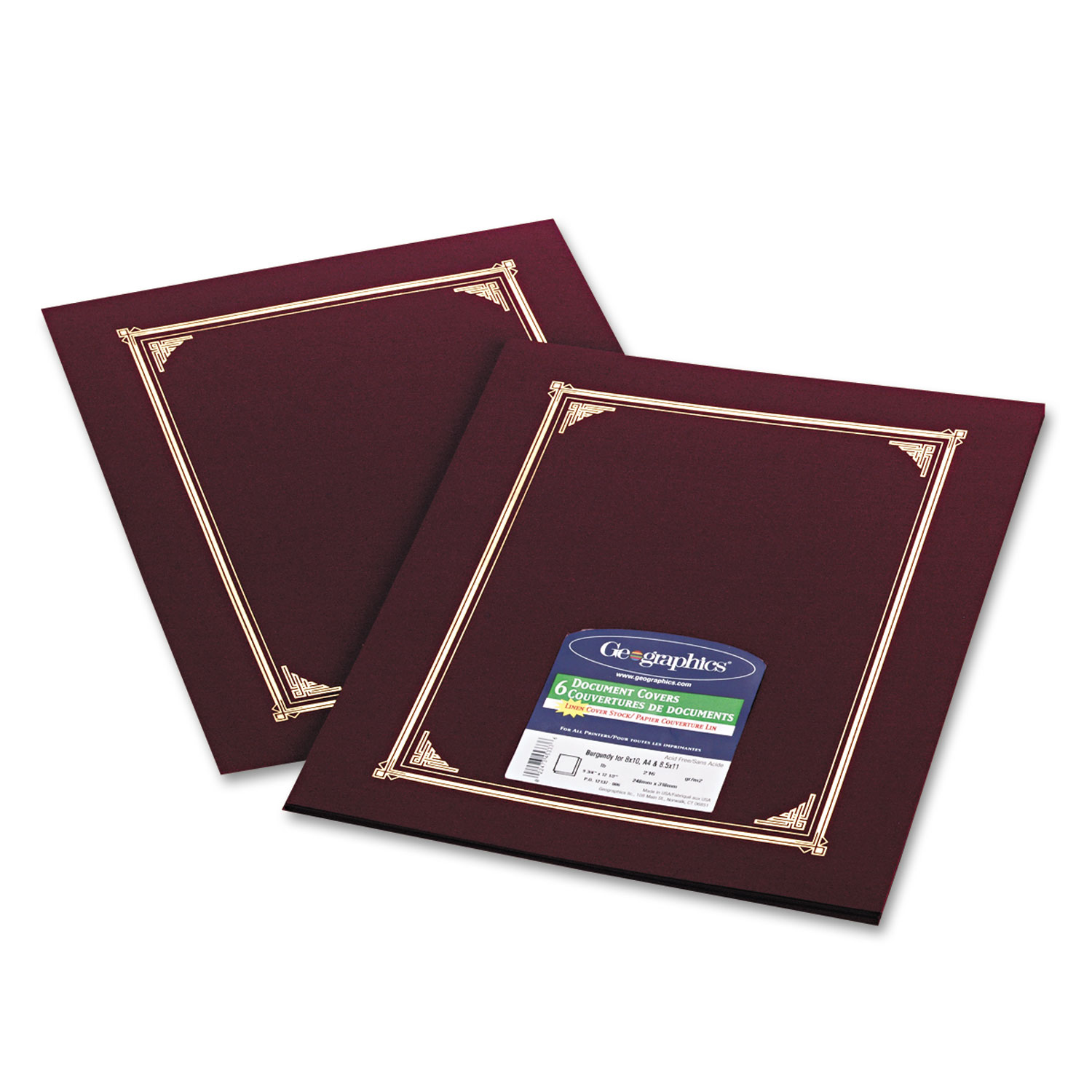 Certificate/Document Cover, 12 1/2 x 9 3/4, Burgundy, 6/Pack