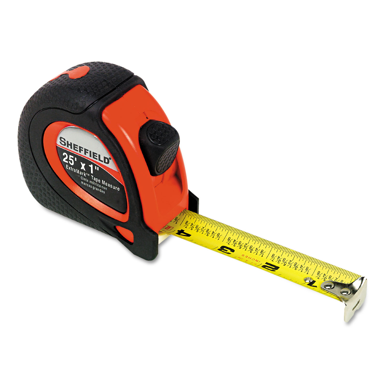  Great Neck 58652 Sheffield ExtraMark Tape Measure, Red with Black Rubber Grip, 1 x 25 ft (GNS58652) 