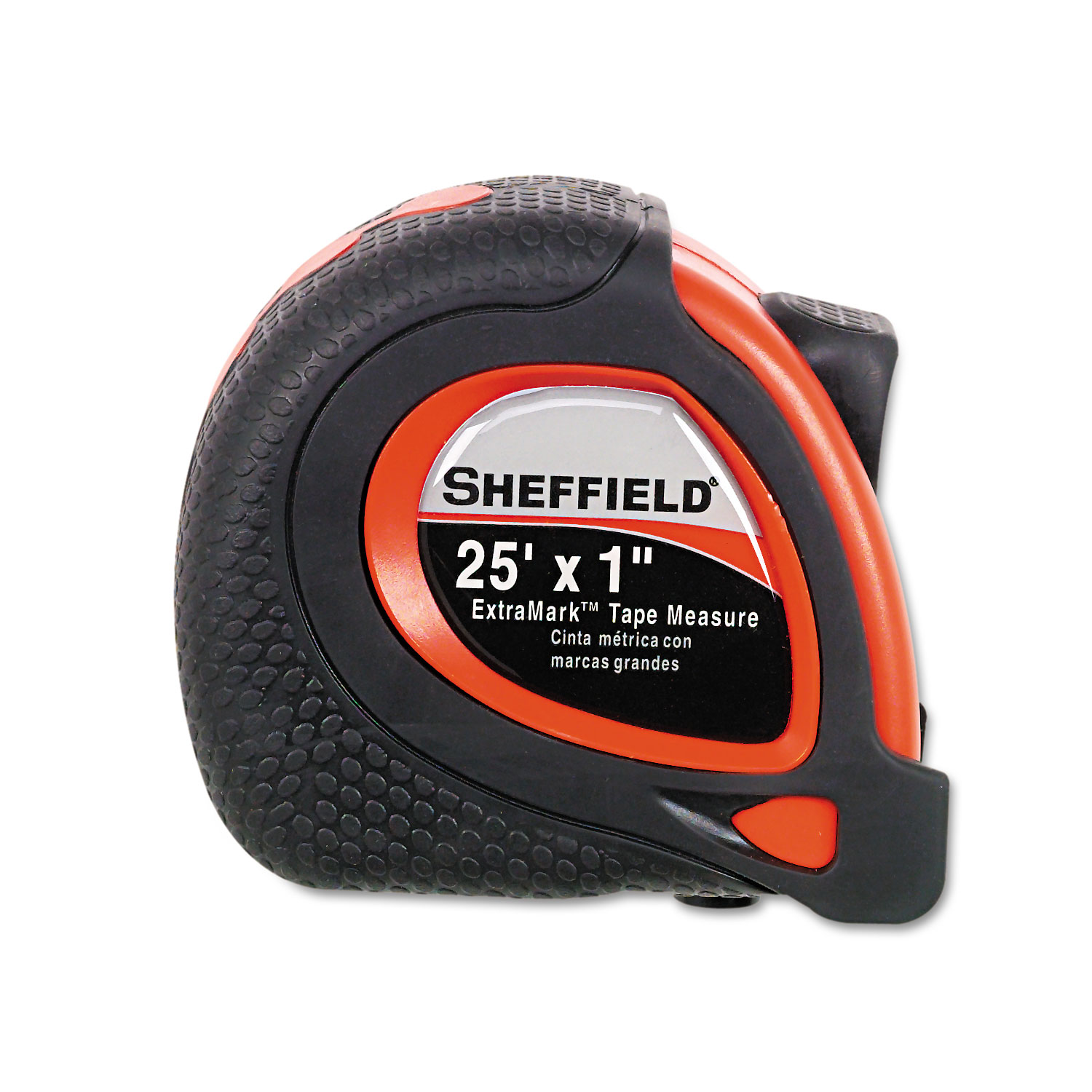 Sheffield ExtraMark Tape Measure, Red with Black Rubber Grip, 1 x 25 ft
