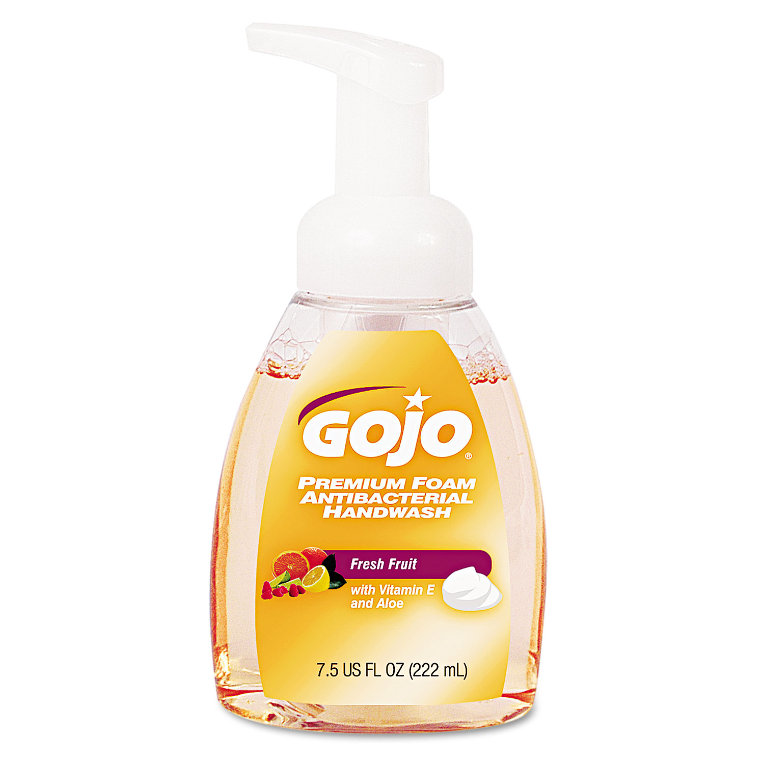  GOJO 5710-06 Premium Foam Antibacterial Hand Wash, Fresh Fruit Scent, 7.5 oz Pump, 6/Carton (GOJ571006CT) 