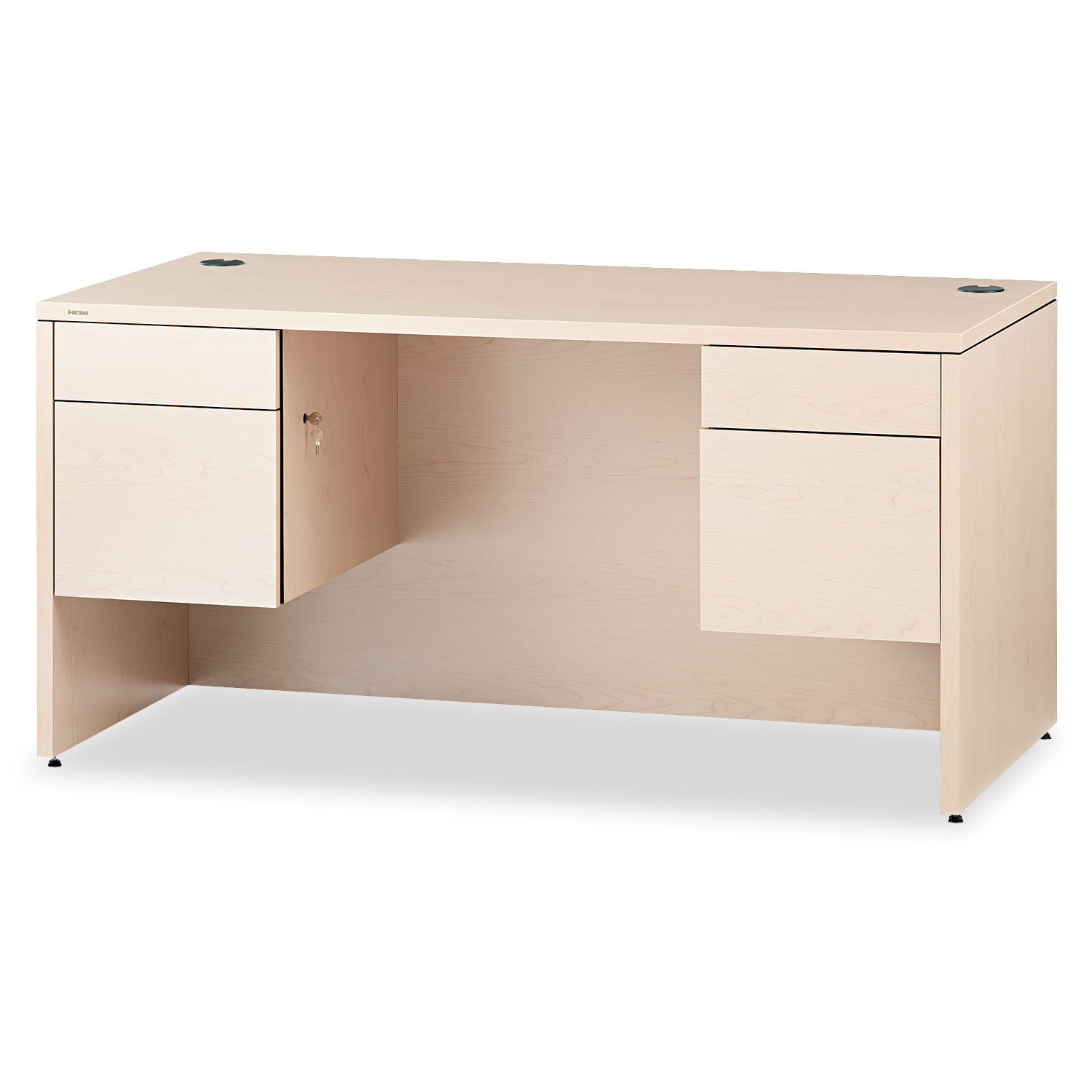  HON H10573.DD 10500 Series 3/4 Height Double Pedestal Desk, 60w x 30d x 29.5h, Natural Maple (HON10573DD) 