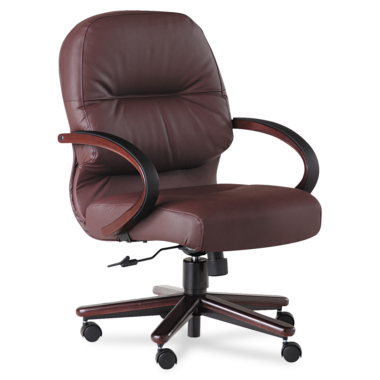  HON H2192.N.SR69 Pillow-Soft 2190 Managerial Mid-Back Chair, Supports up to 250 lbs., Burgundy Seat/Burgundy Back, Mahogany Base (HON2192NSR69) 