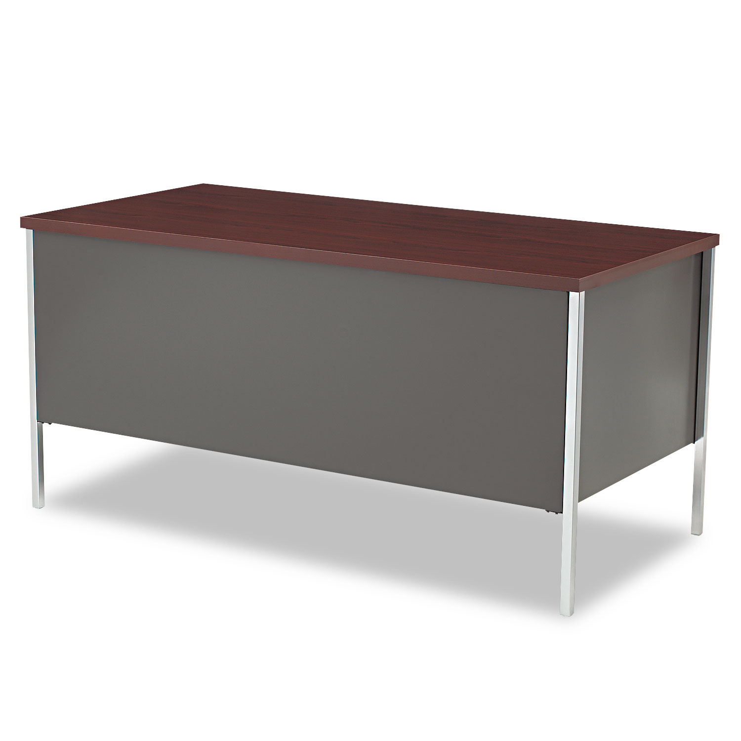 34000 Series Double Pedestal Desk, 60w x 30d x 29 1/2h, Mahogany/Charcoal