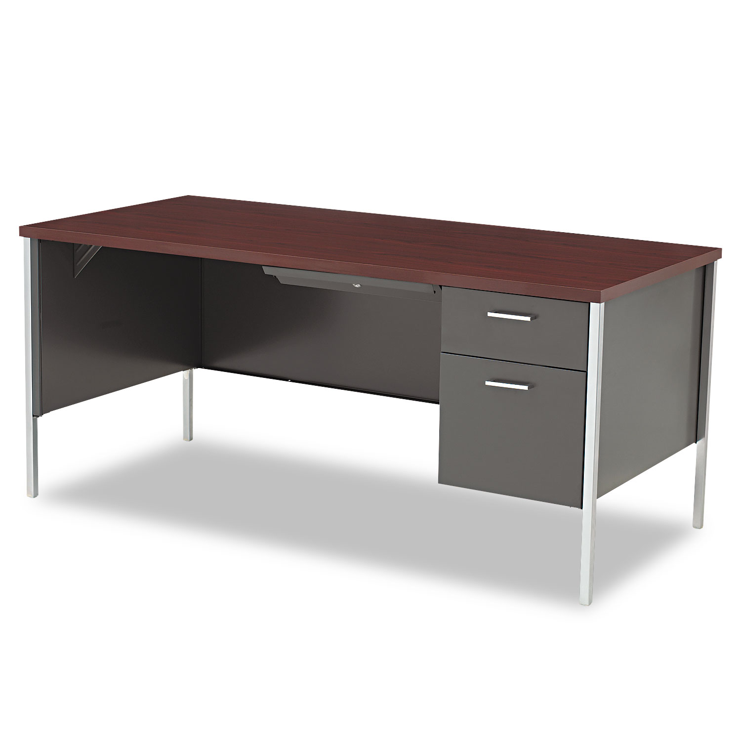  HON H34973R.N.S 34000 Series Right Pedestal Desk, 66w x 30d x 29.5h, Mahogany/Charcoal (HON34973RNS) 