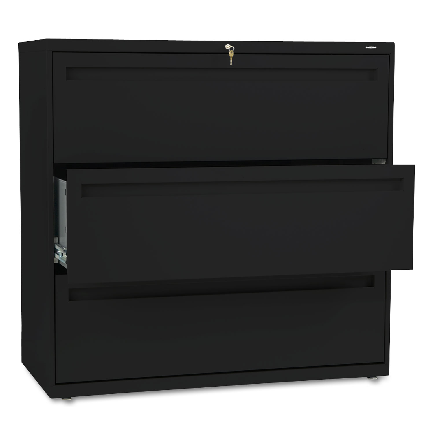 700 Series Three-Drawer Lateral File, 42w x 19-1/4d, Black