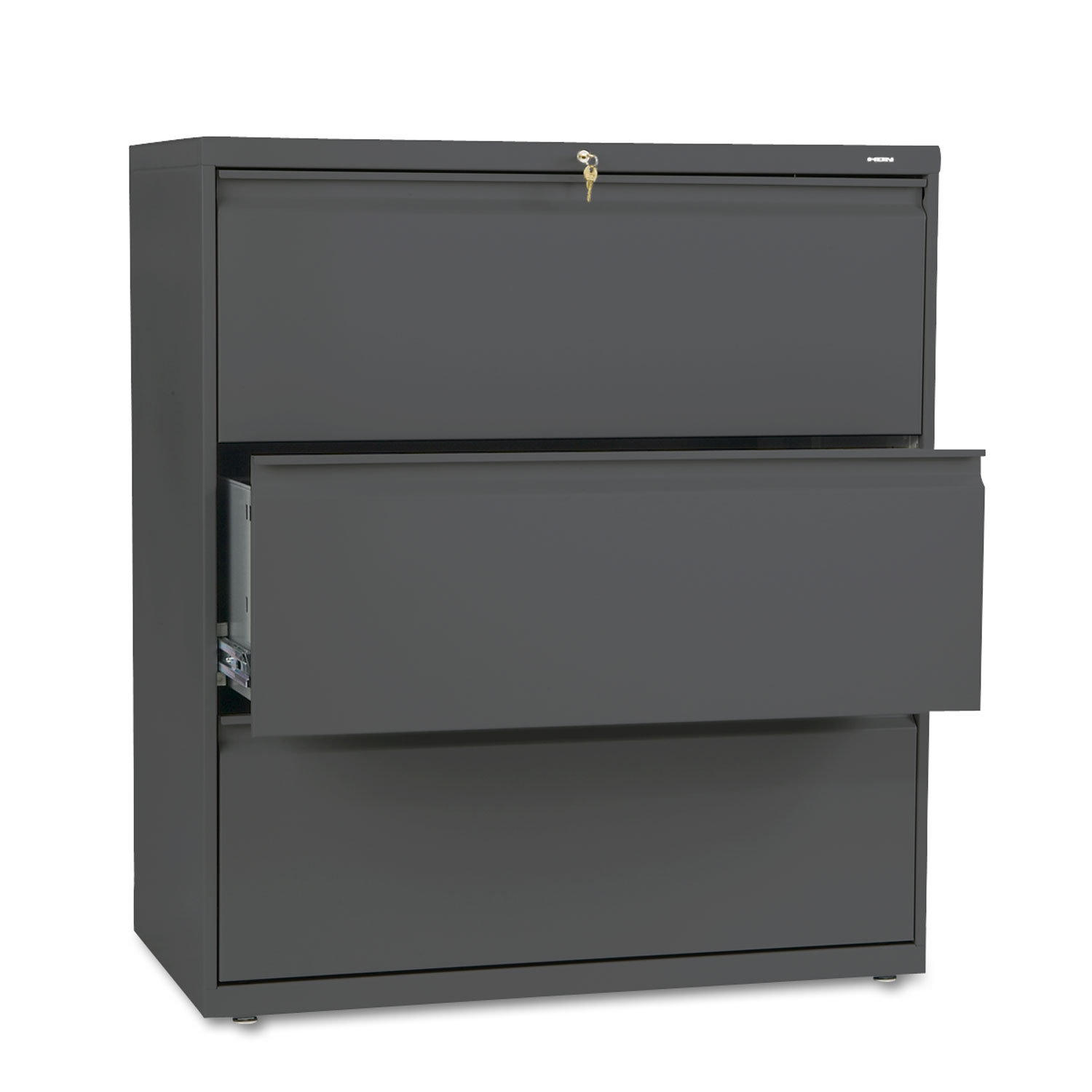 800 Series Three-Drawer Lateral File, 36w x 19-1/4d x 40-7/8h, Charcoal