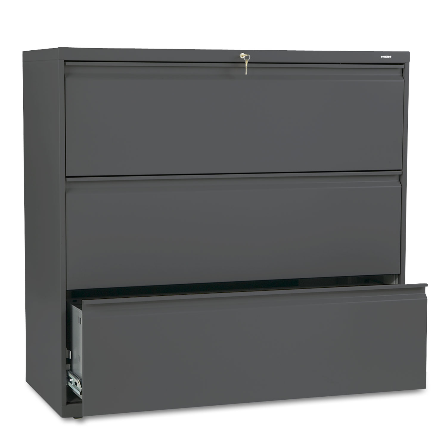 800 Series Three-Drawer Lateral File, 42w x 19-1/4d x 40-7/8h, Charcoal