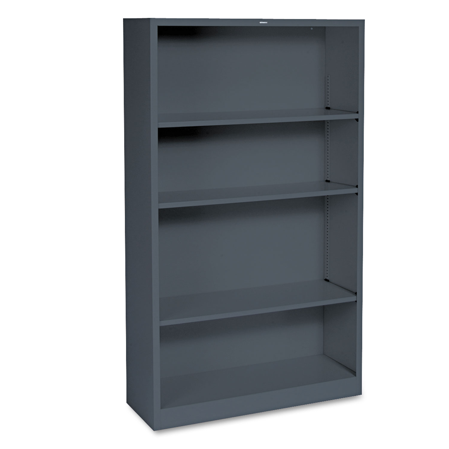 Metal Bookcase, Four-Shelf, 34-1/2w x 12-5/8d x 59h, Charcoal