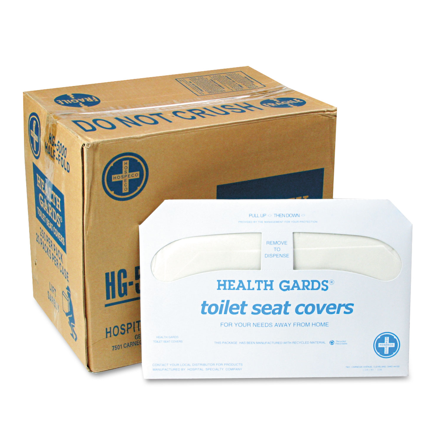  HOSPECO HG-5000 Health Gards Toilet Seat Covers, White, 250 Covers/Pack, 20 Packs/Carton (HOSHG5000CT) 